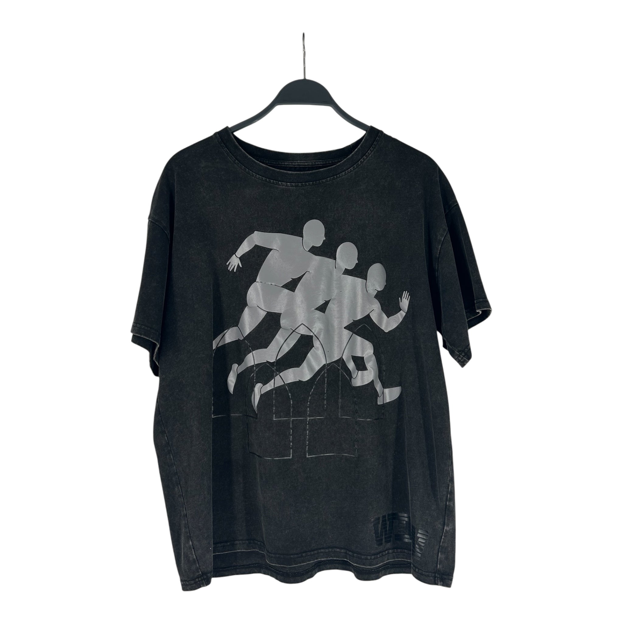 WHO DECIDES WAR/T-Shirt/L/Cotton/BLK/RUNNING MAN GRAPHIC view 1