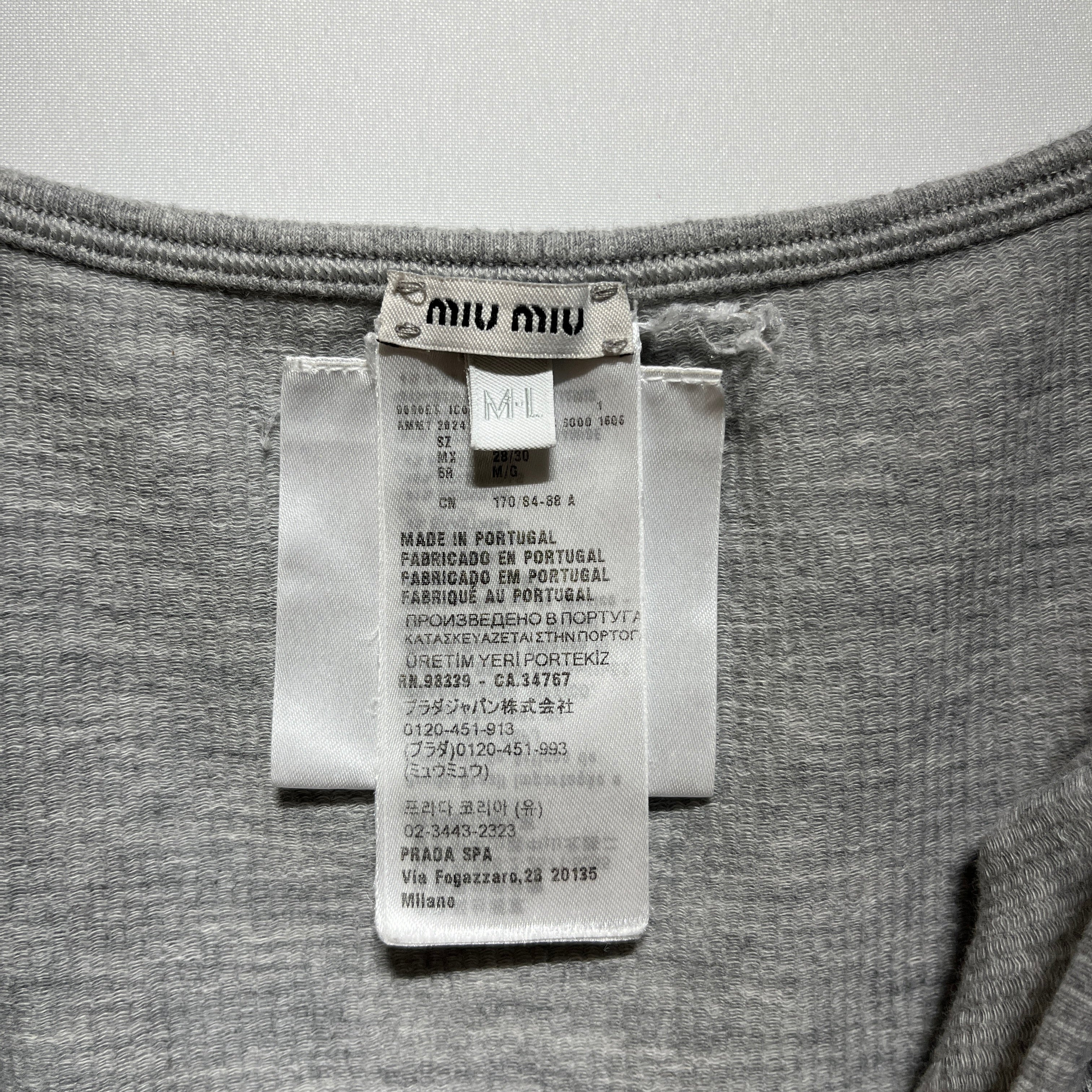 MIU MIU/Camisole/M/Cotton/GRY/SCOOP NECK view 3