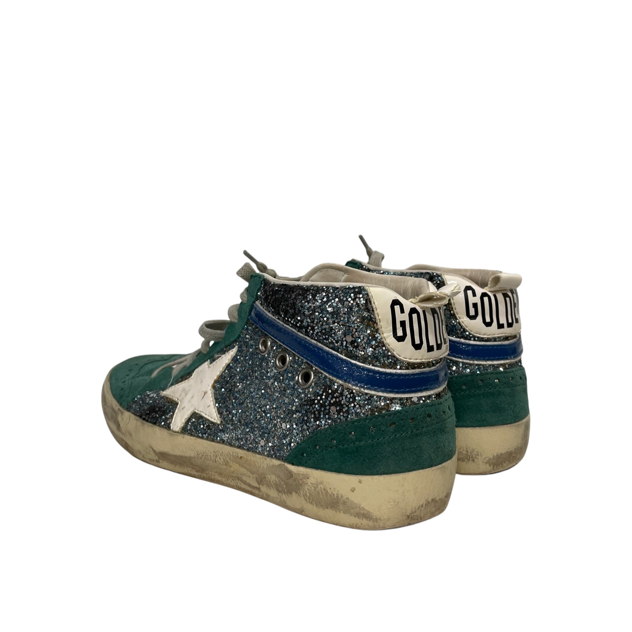 GOLDEN GOOSE/Hi-Sneakers/US 7.5/Glitter/Suede/GRN/GoldenGoose Mid Star Sneakers view 2