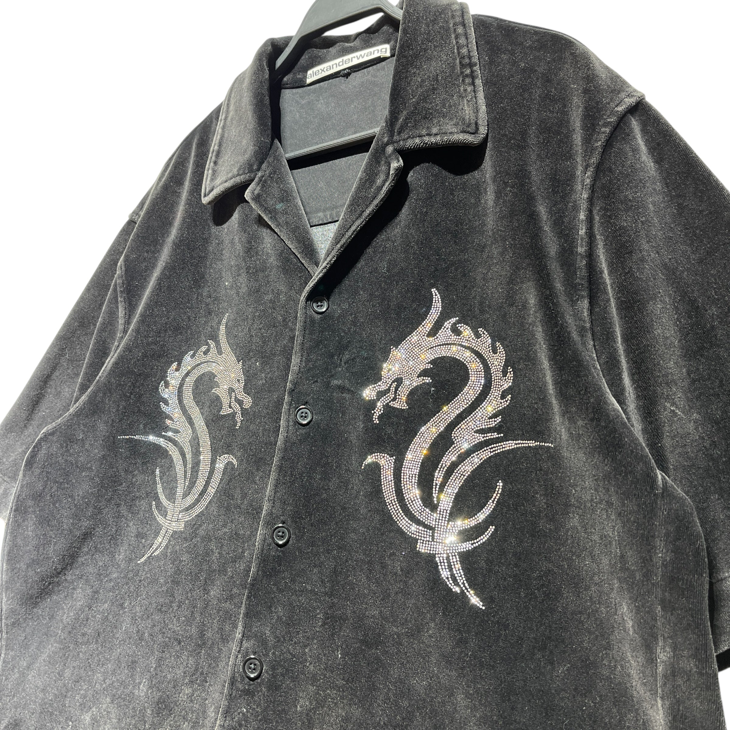 Alexander Wang/SS Shirt/M/Velour/BLK/Rhinstone Dragon Velour view 2