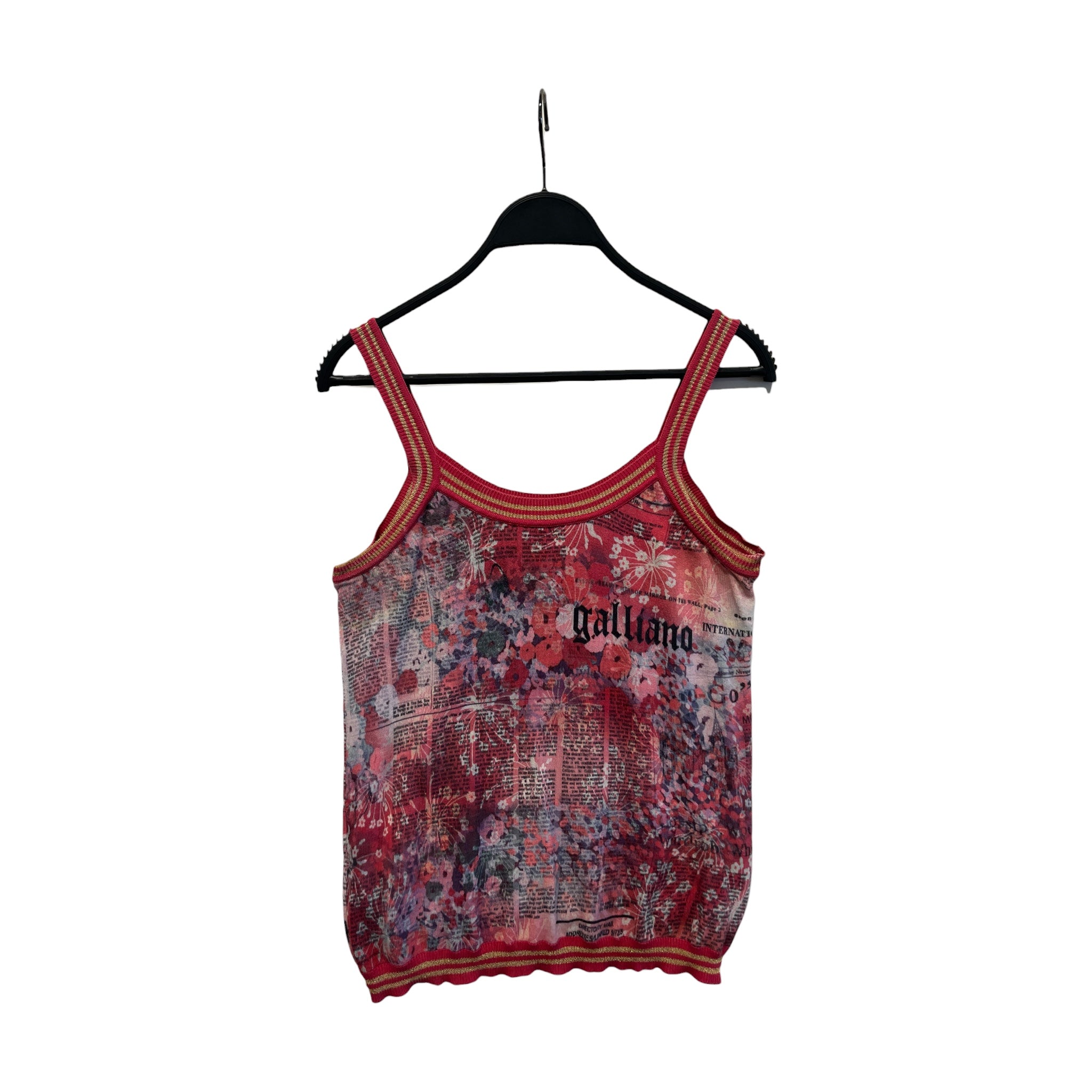 John Galliano/Blouse/S/All Over Print/Cotton/RED/NEWSPAPER PRINT TANK view 1
