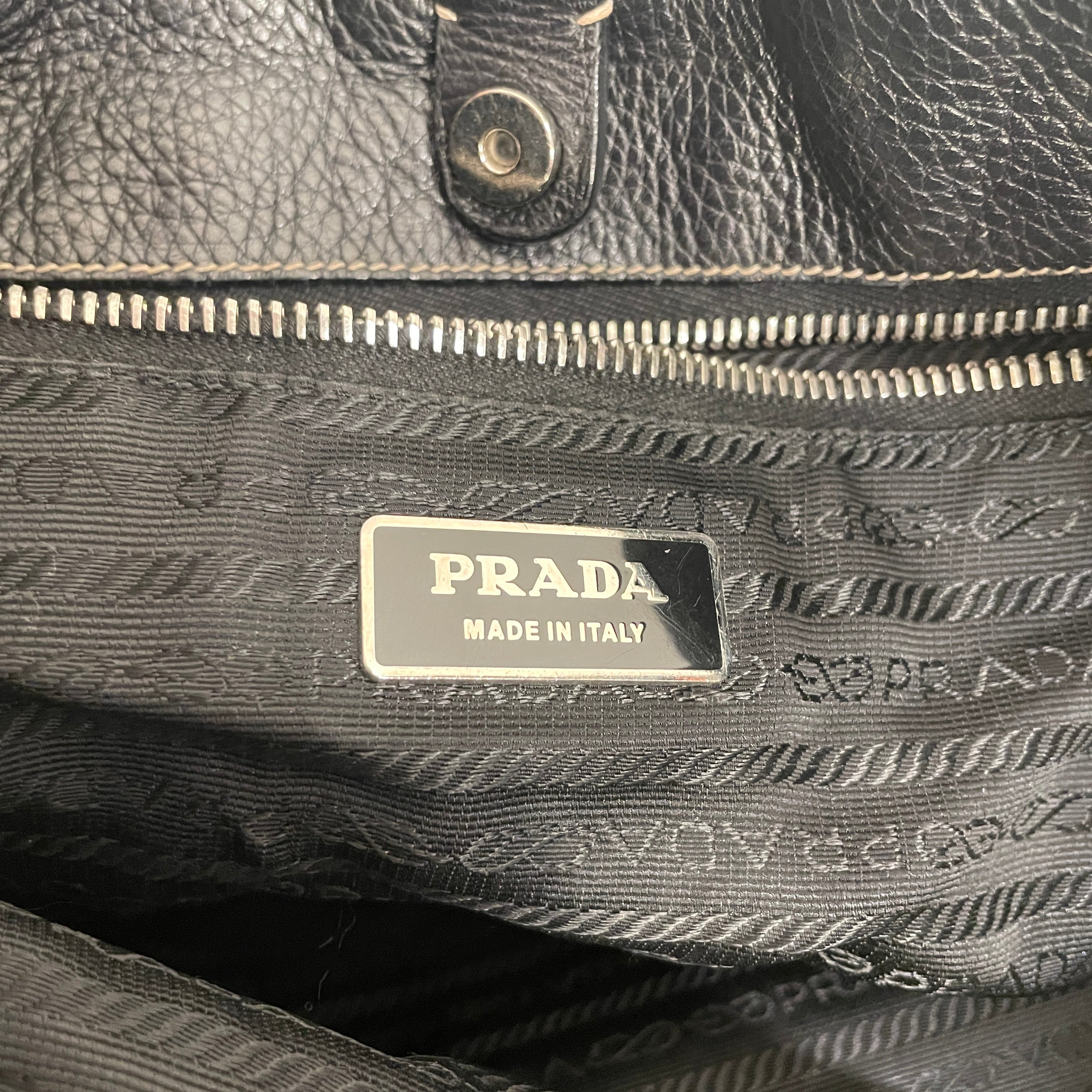 PRADA/Tote Bag/Leather/BLK/OUTER LEATHER LOGO view 4