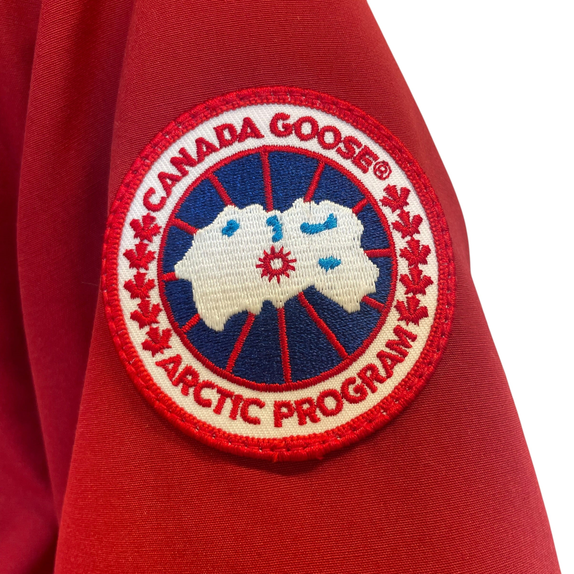 CANADA GOOSE/Coat/XS/RED/parka/fur neck/patch left arm view 3