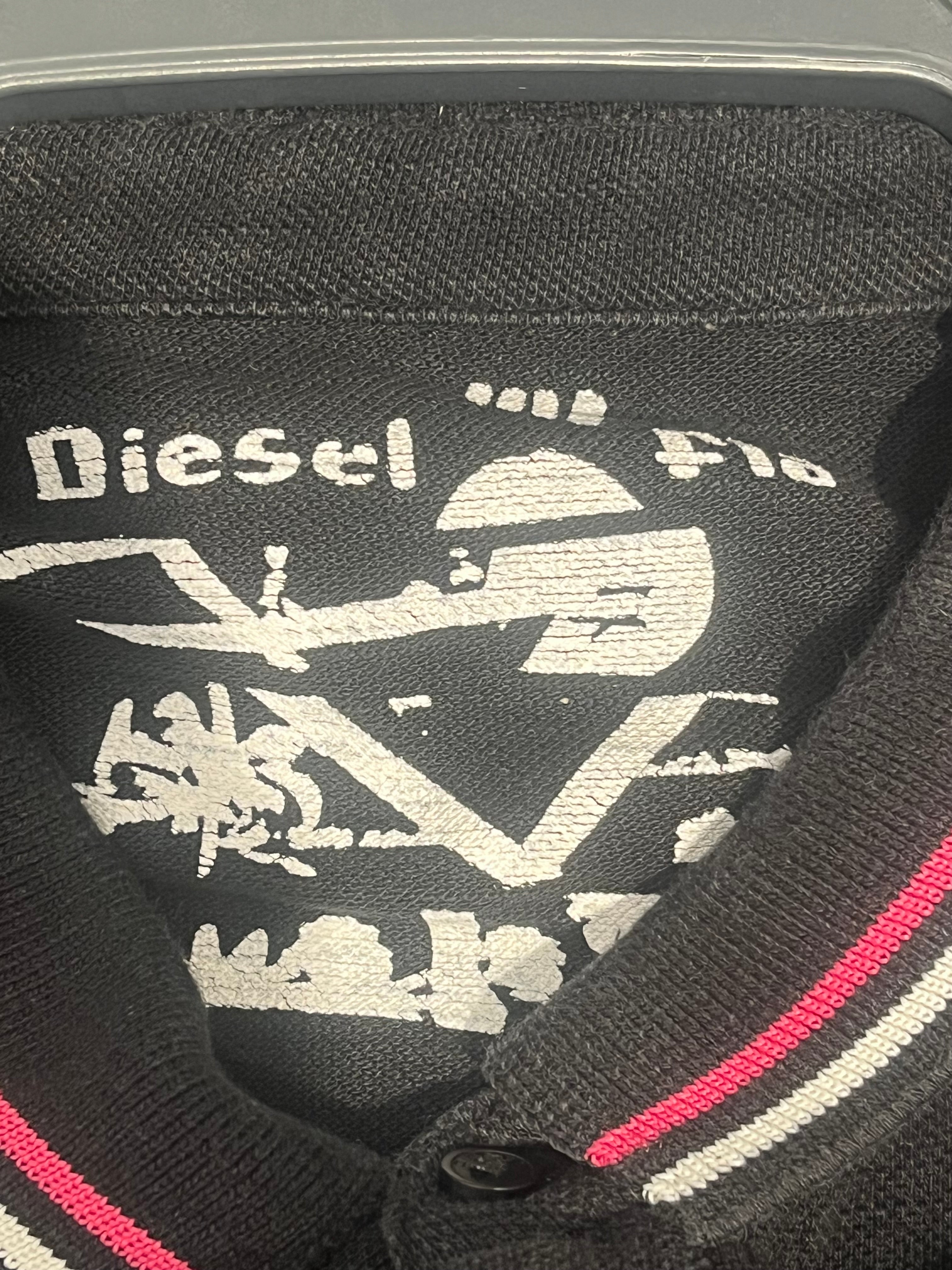 DIESEL/Polo Shirt/M/Cotton/BLK/pink collar stripe view 3