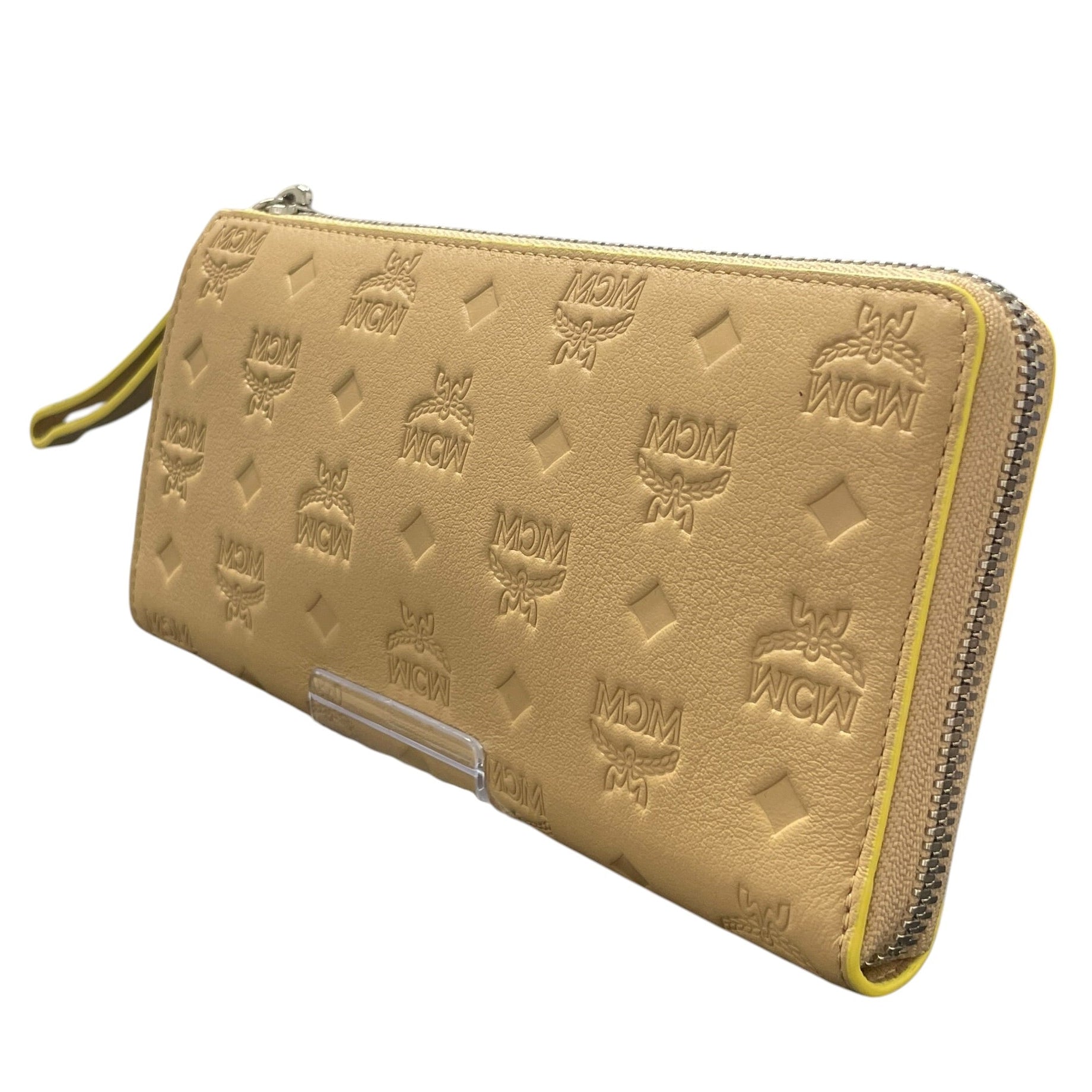MCM/Long Wallet/Monogram/Leather/BEG/yellow strap view 1