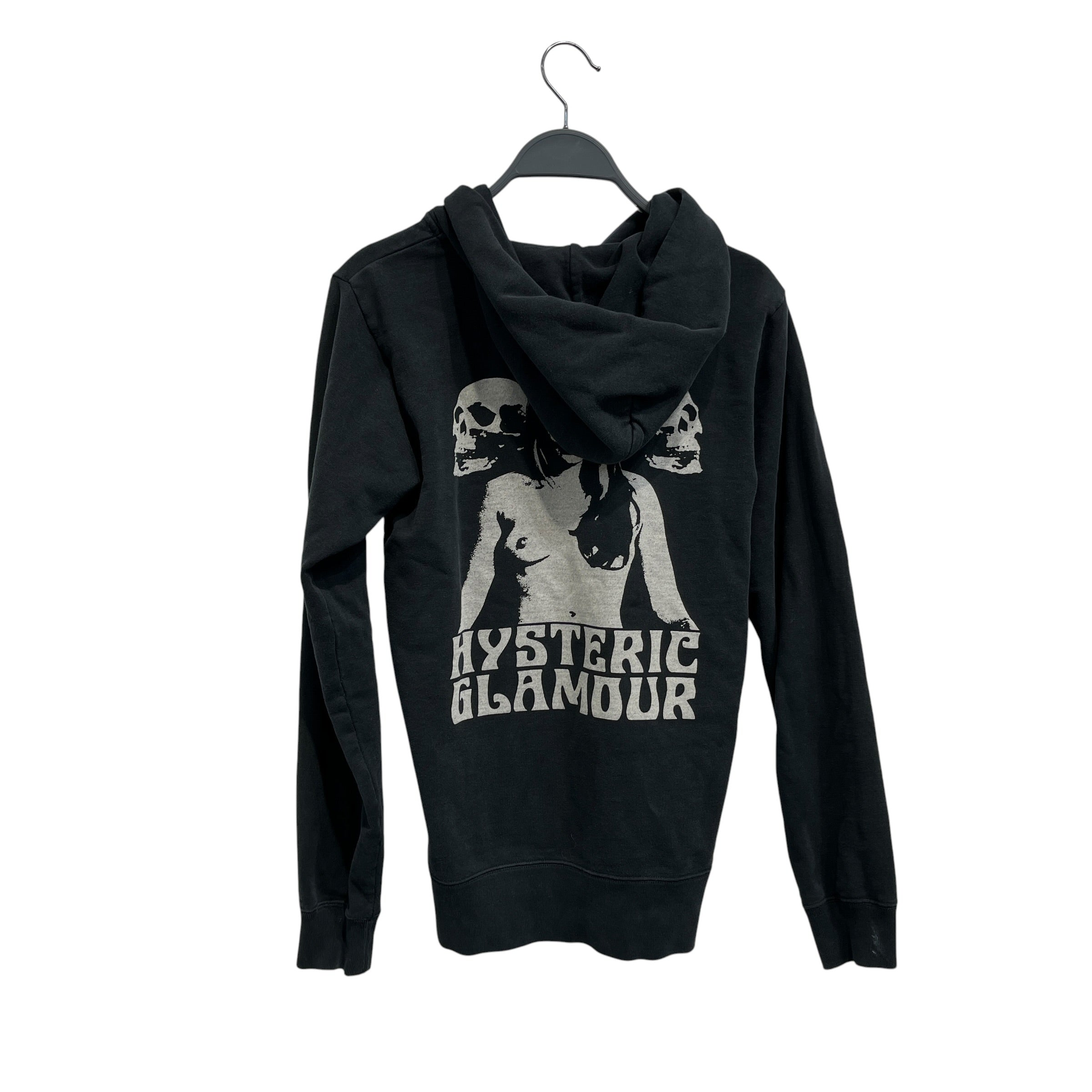 HYSTERIC GLAMOUR/Zip Up Hoodie/S/Cotton/BLK/cross bones small logo view 2