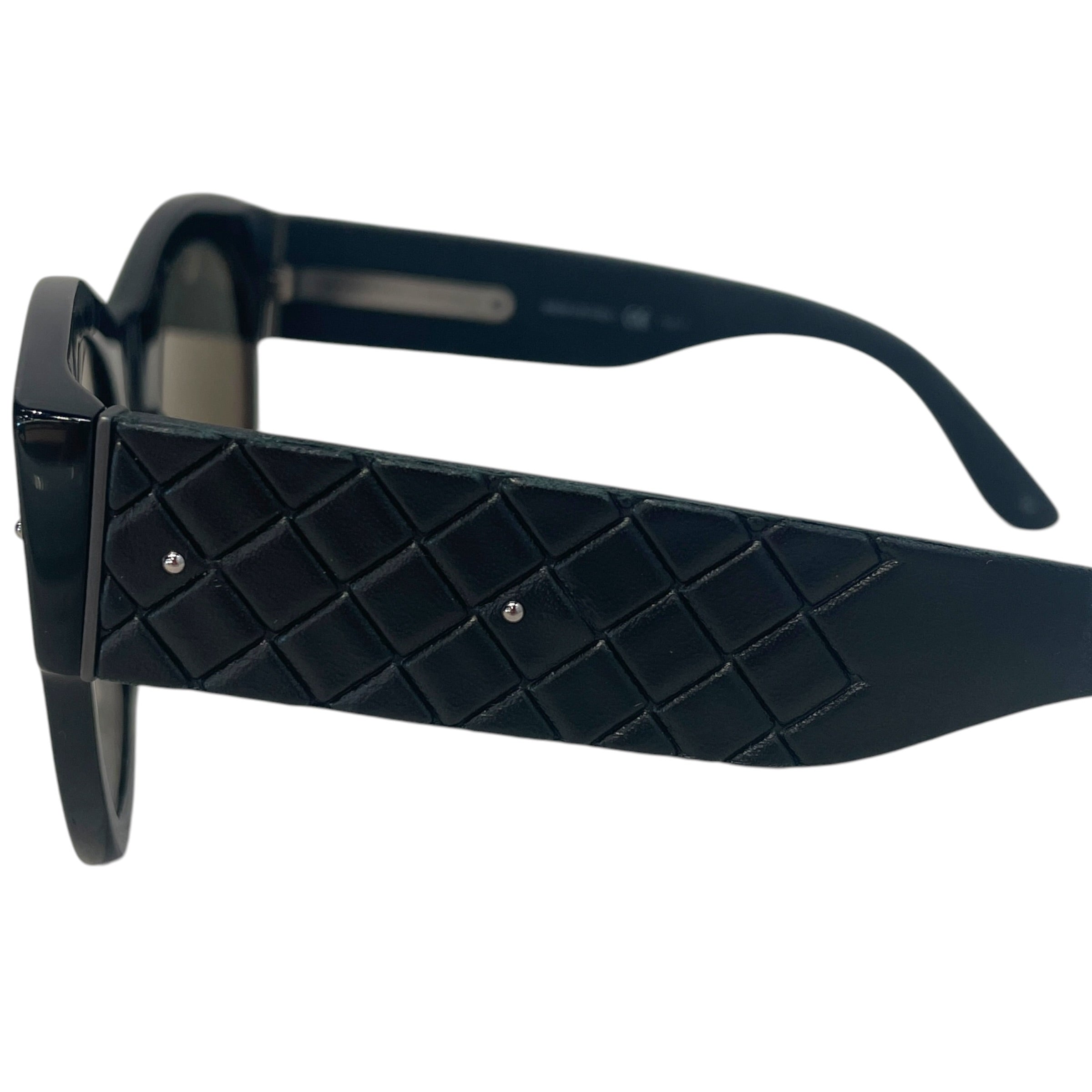 BOTTEGA VENETA/Sunglasses/Celluloid/BLK/Intrecciato Leather view 3