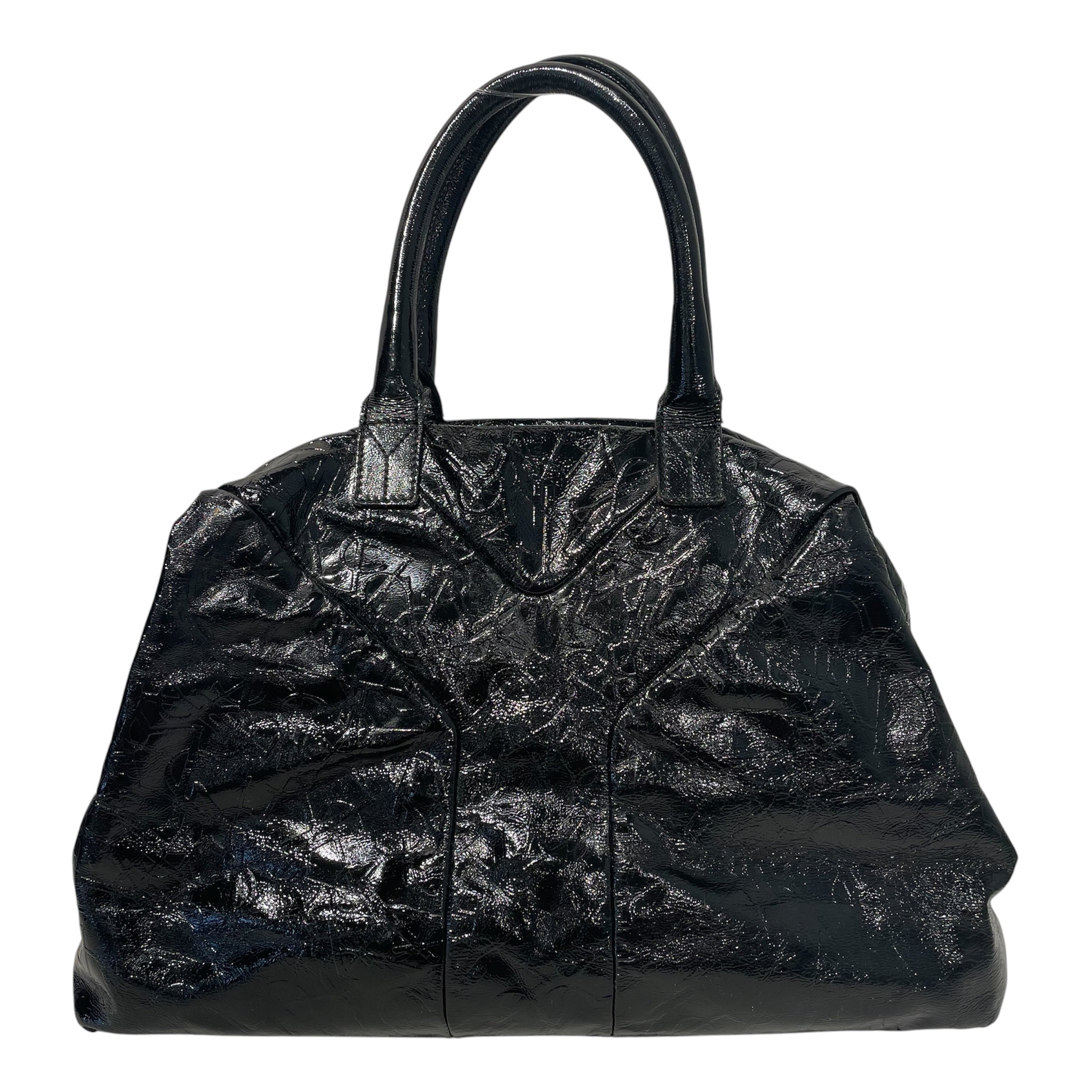 YVES SAINT LAURENT/Tote Bag/Monogram/Leather/BLK/PANTENT LEATHER TOTE view 1