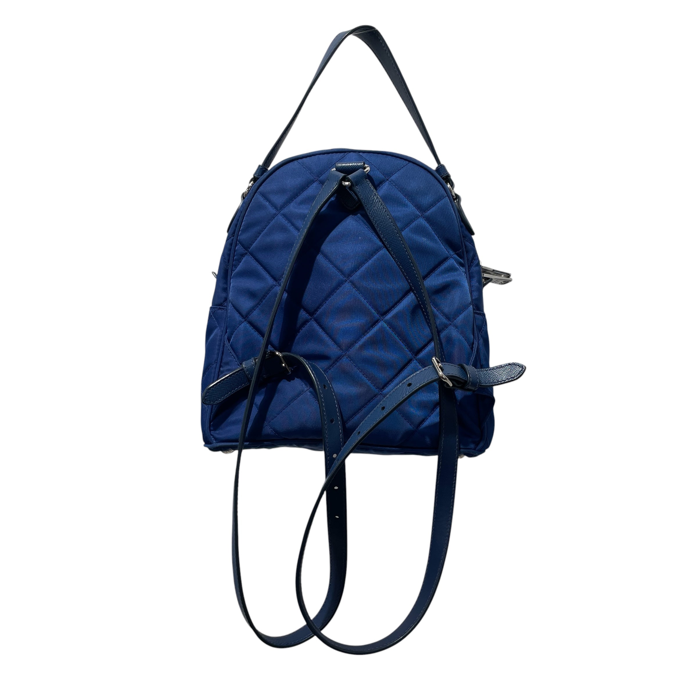 PRADA/Backpack/Nylon/BLU/diamond quilted triangle logo view 2
