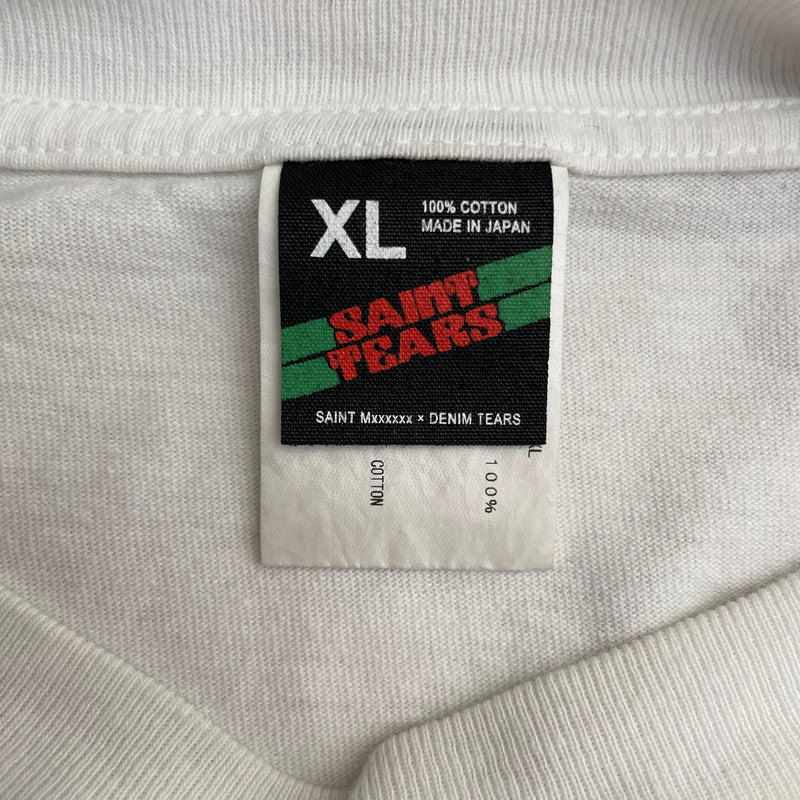 SAINT MICHAEL/DENIM TEARS/T-Shirt/XL/Cotton/WHT/Graphic/HOLY GRAIL