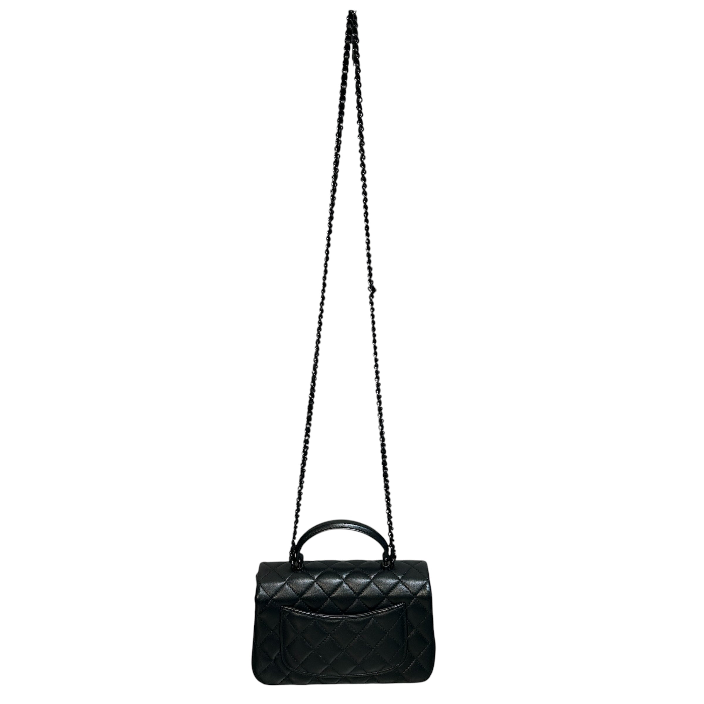 CHANEL/Cross Body Bag/Leather/BLK/mini flap bag view 2