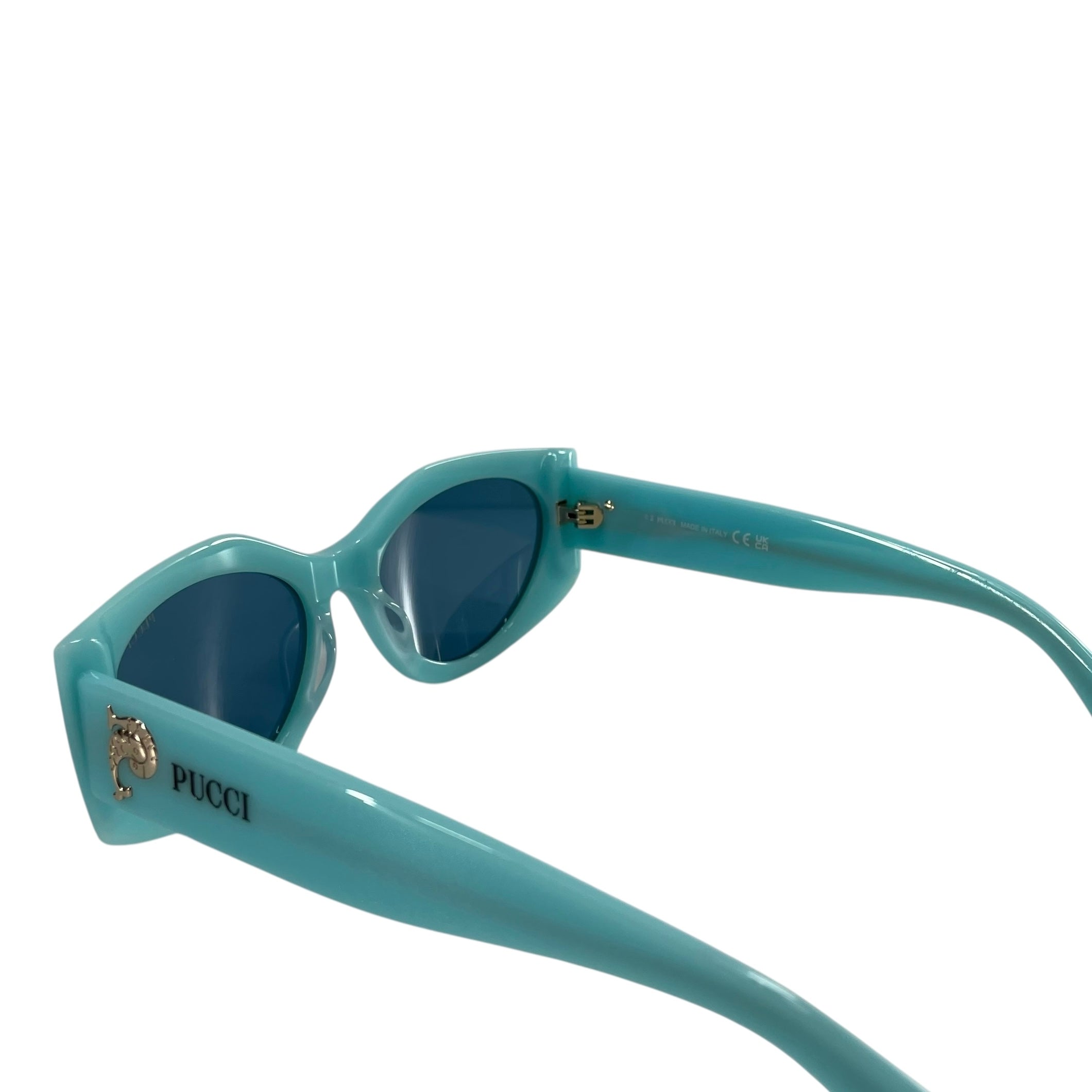 EMILIO PUCCI/Sunglasses/Plastic/BLU/Oval/TURQUOISE FISH ON ARMS view 3