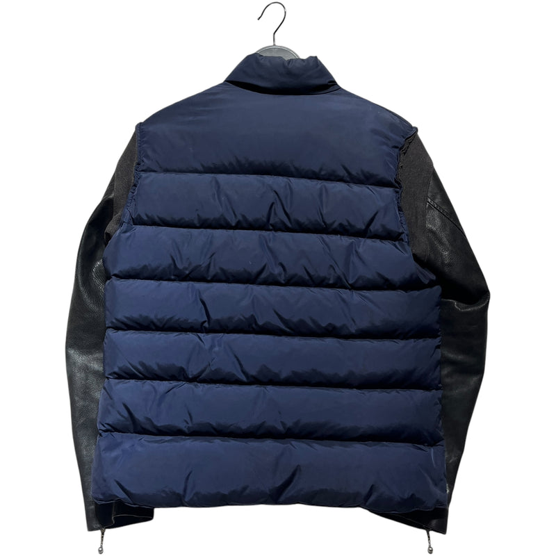 UNDERCOVERISM/Puffer Jkt/2/Nylon/NVY/DOWN JACKET LEATHER SLEEVE