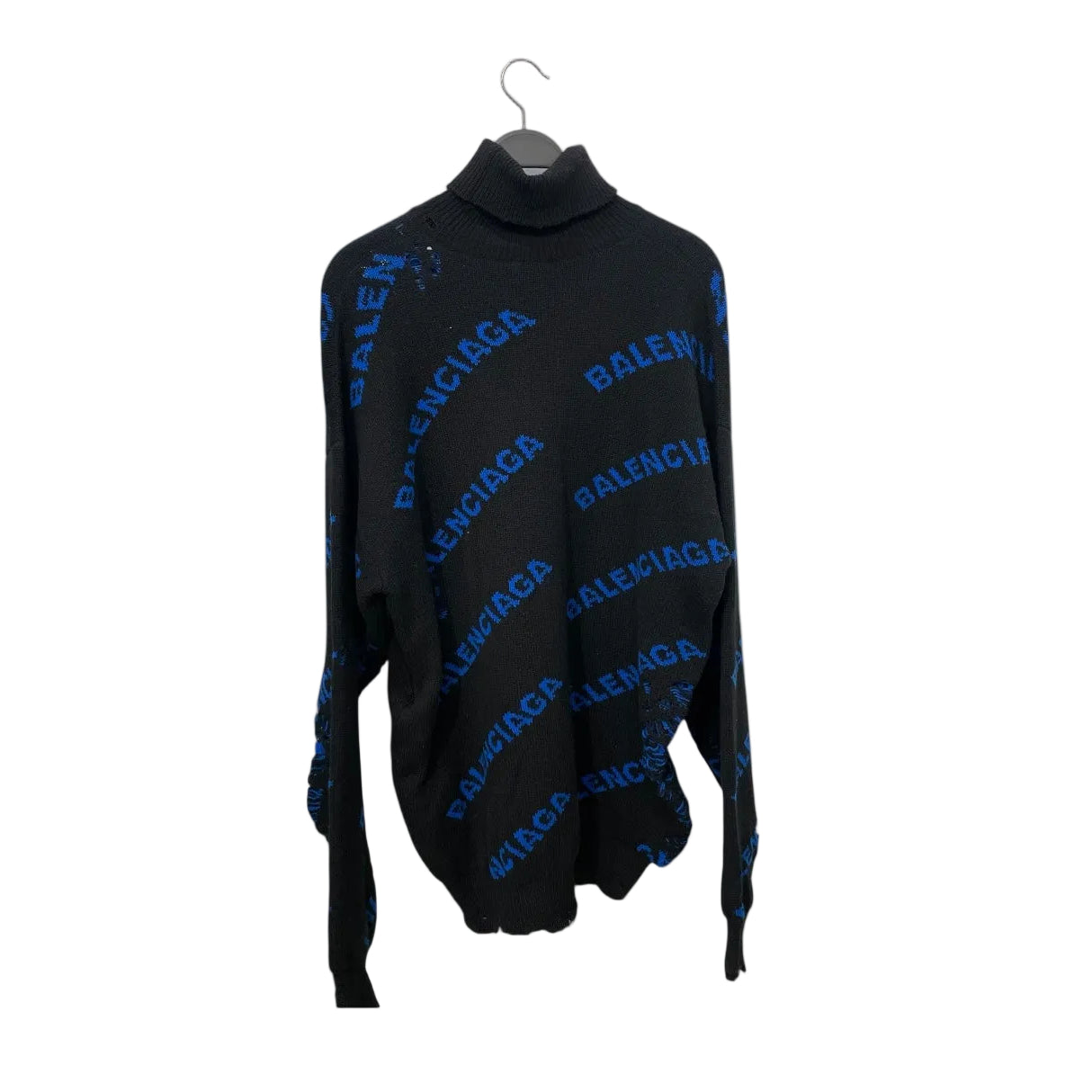 BALENCIAGA/Sweater/XS/All Over Print/Cotton/BLK/DISTRESSED TURTLENECK view 2