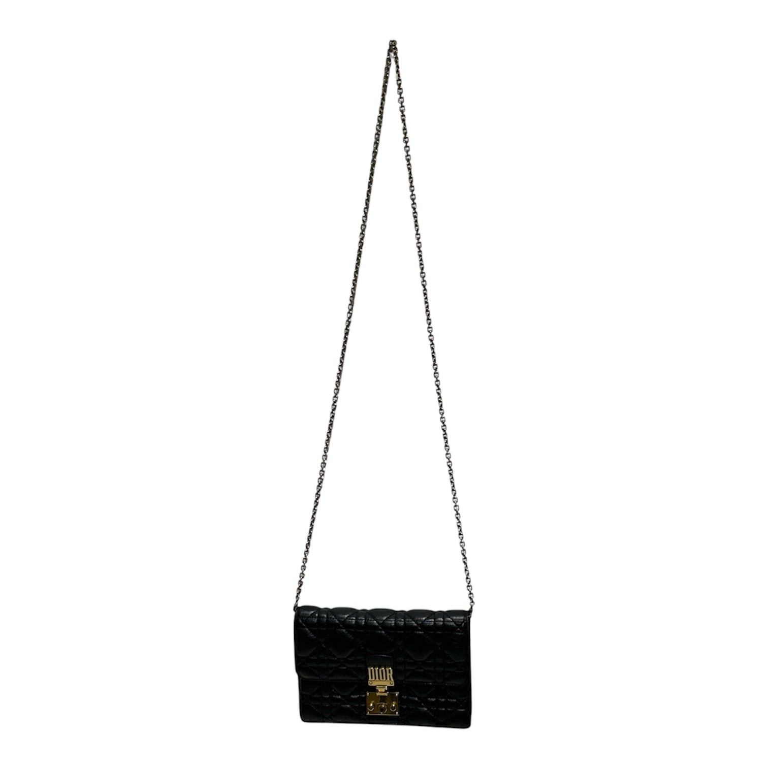 Christian Dior/Cross Body Bag/Lambskin/BLK/CANNAGE QUILTED ADDICT WALLET view 1