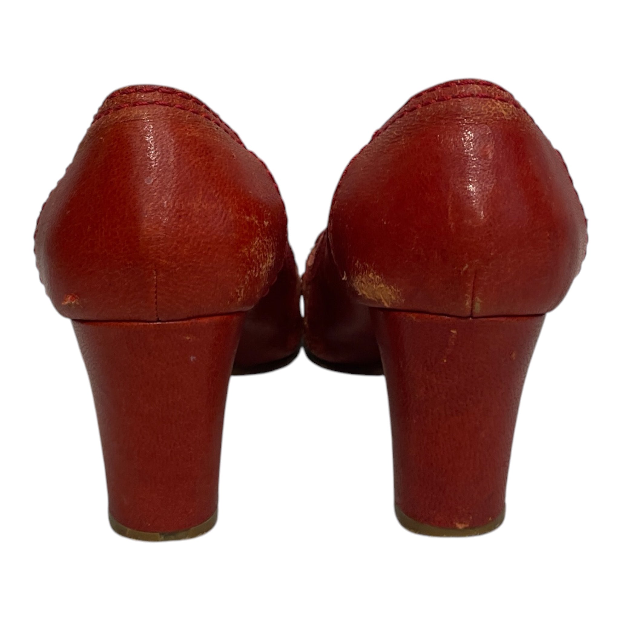 Chloe/Heels/EU 39/Leather/RED/PENNY LOAFER STRAP HEELS view 3