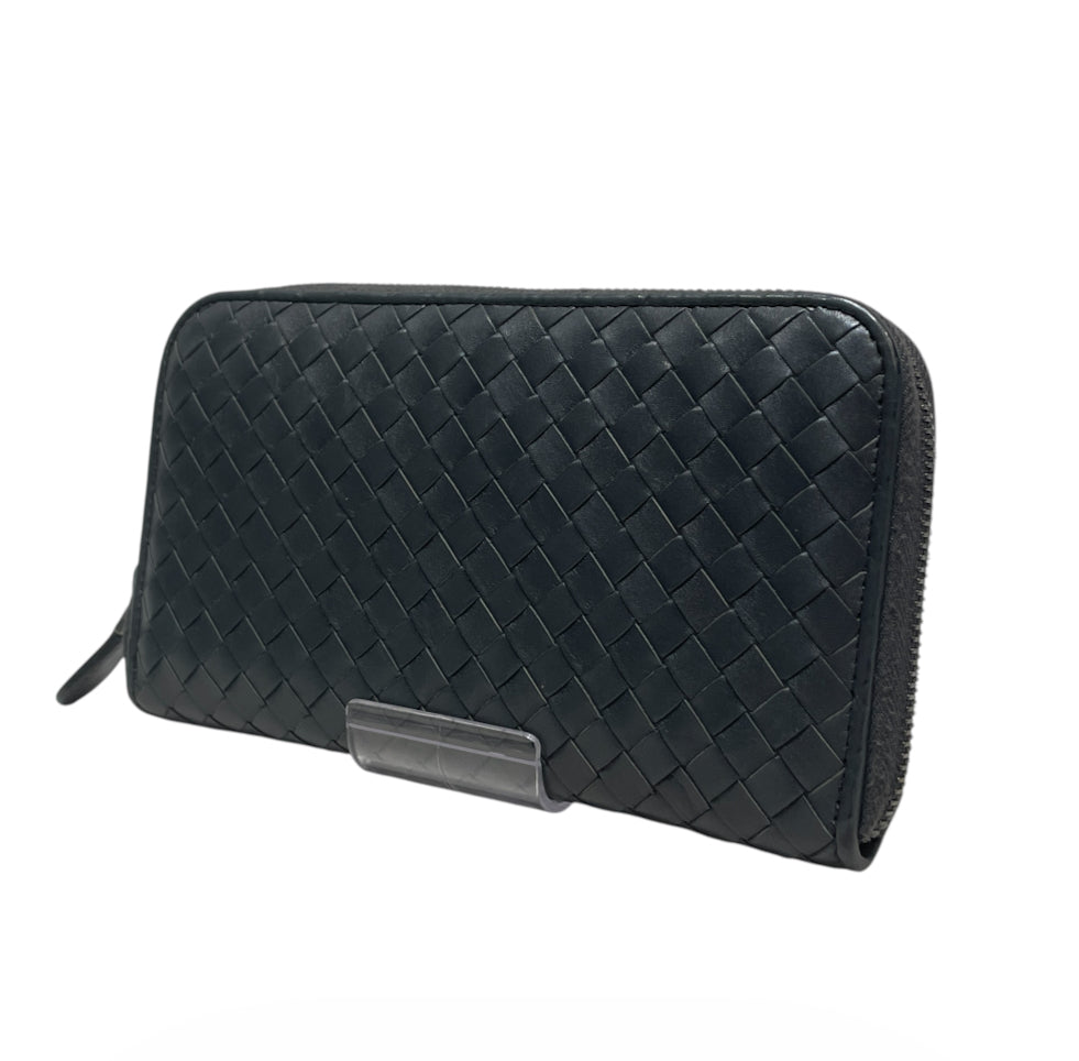 BOTTEGA VENETA/Long Wallet/Leather/GRY/L's/gry zipper view 2