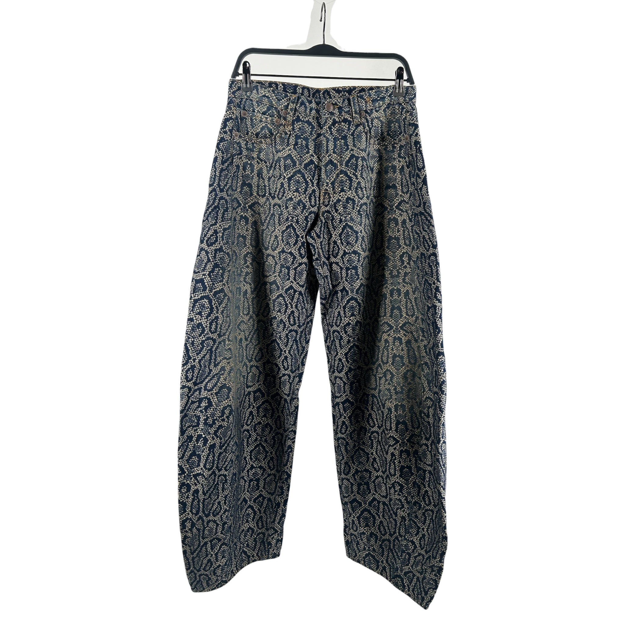 R13/Bottoms/25/All Over Print/Cotton/BLU/janine barrel jean view 1