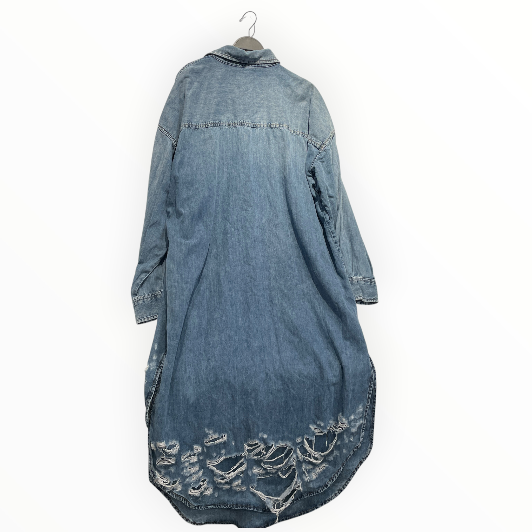 DIESEL/Shirt Dress/S/Cotton/IDG/DESTROYED DENIM DRESS view 2