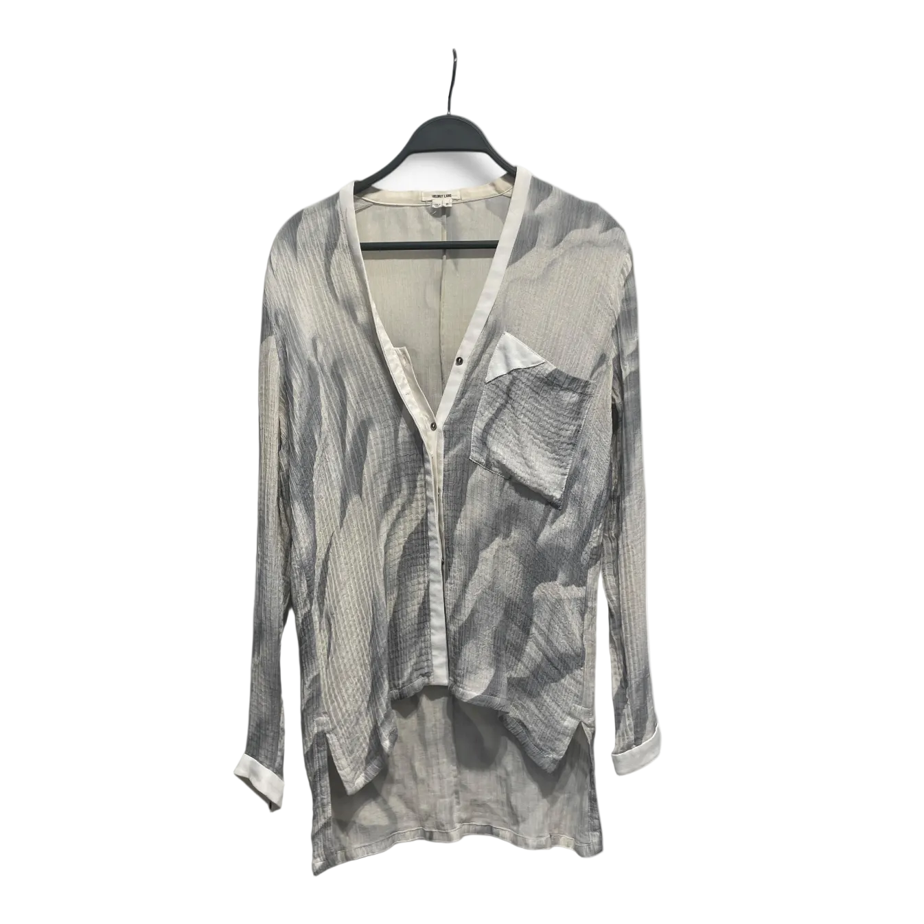 Helmut Lang/LS Blouse/S/Silk/GRY/SML PLEATS/ CHEST POCKET view 1