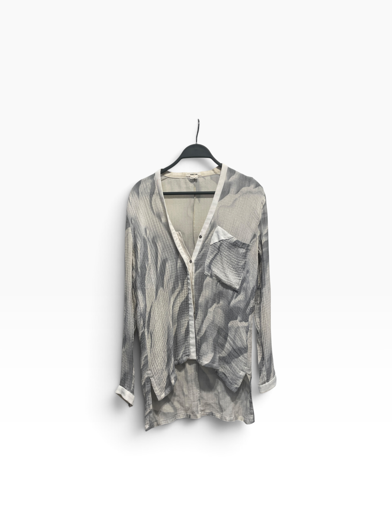 Helmut Lang/LS Blouse/S/Silk/GRY/SML PLEATS/ CHEST POCKET view 1