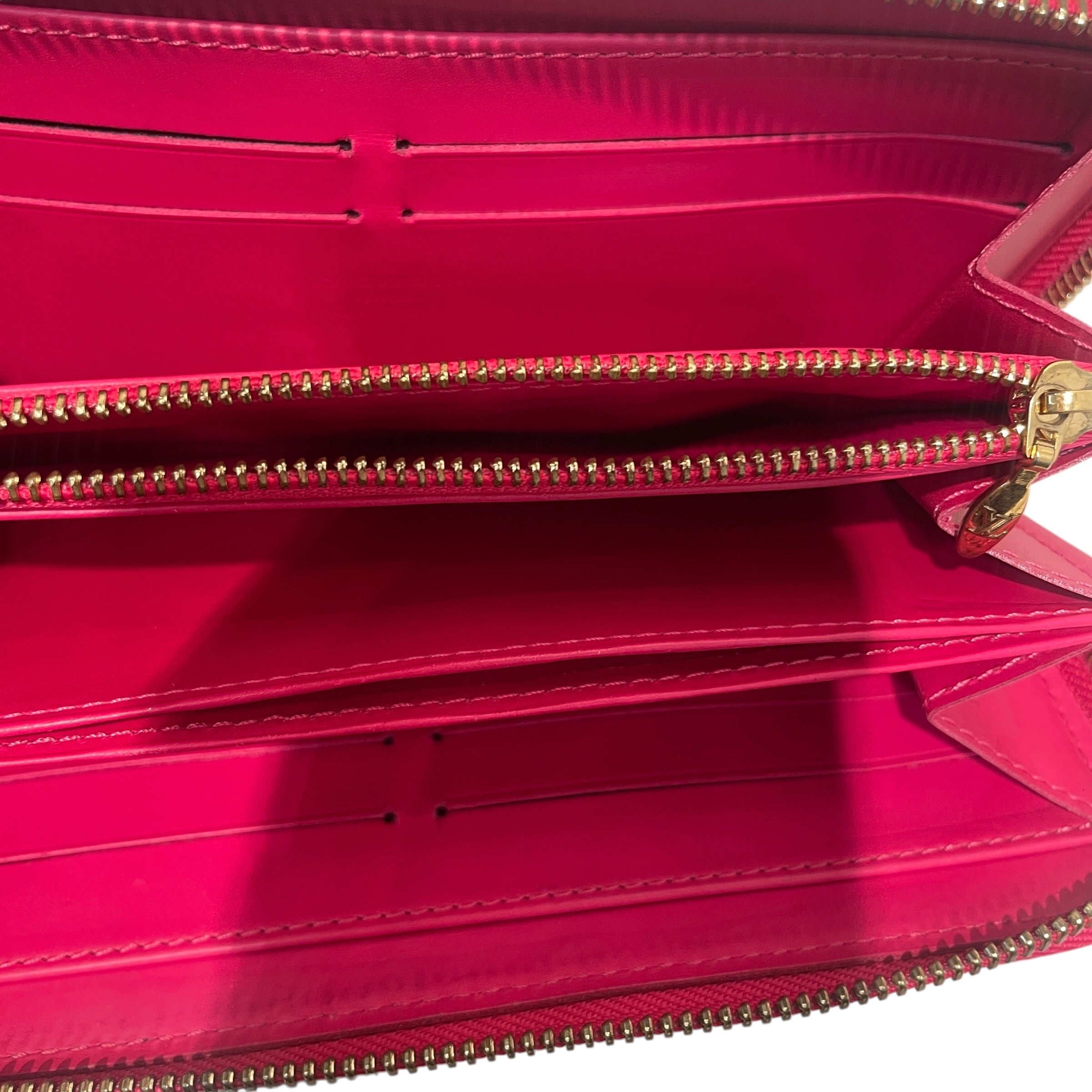 LOUIS VUITTON/Long Wallet/Monogram/Leather/BLK/L's/VernisZippy Pink InsideWallet view 3