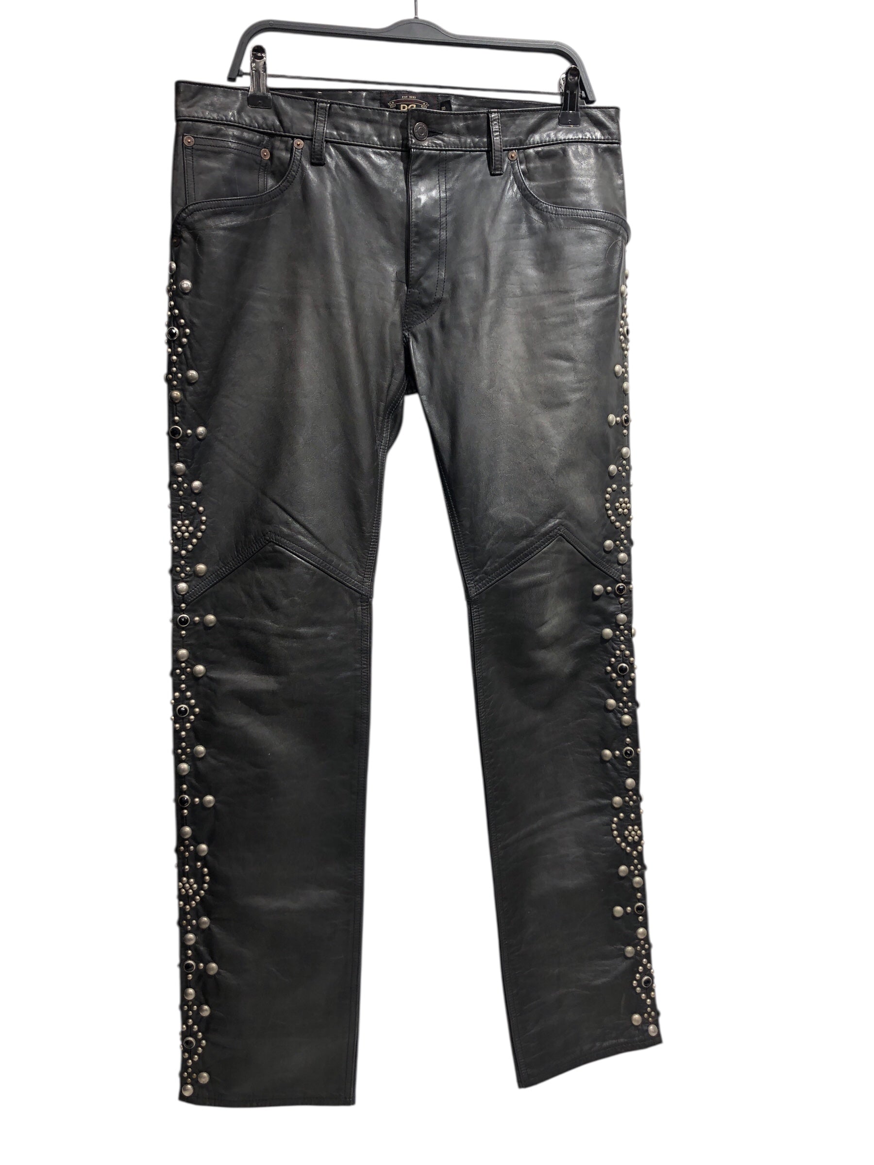 RRL/Pants/30/Leather/BLK/cowhide leather w/ metal studs view 1