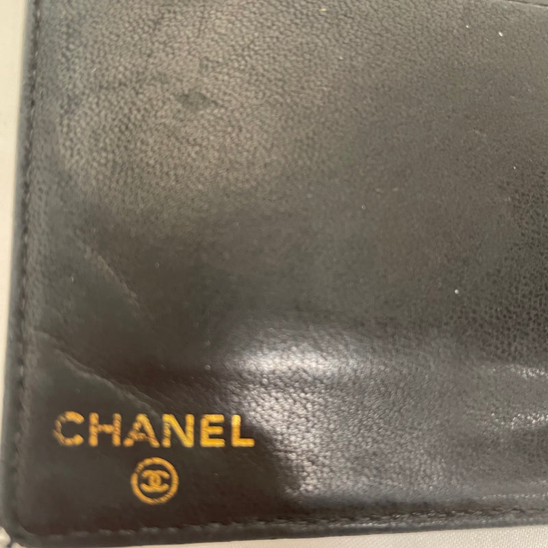 CHANEL/Long Wallet/OS/Leather/BLK/