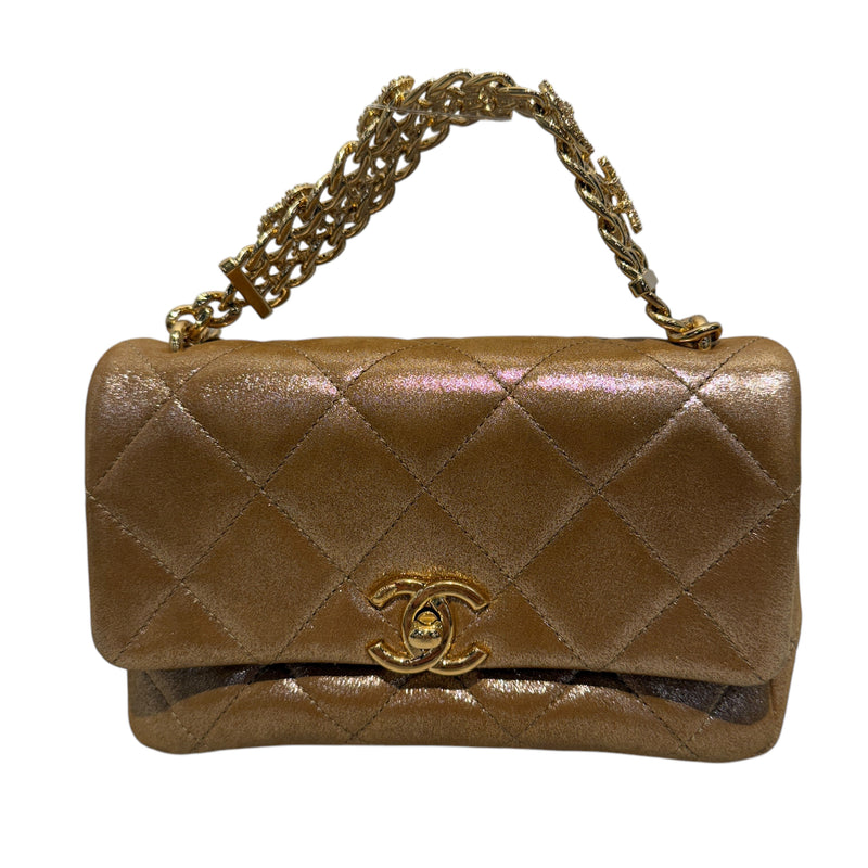 CHANEL/Cross Body Bag/S/Leather/GLD/CRYSTAL CC