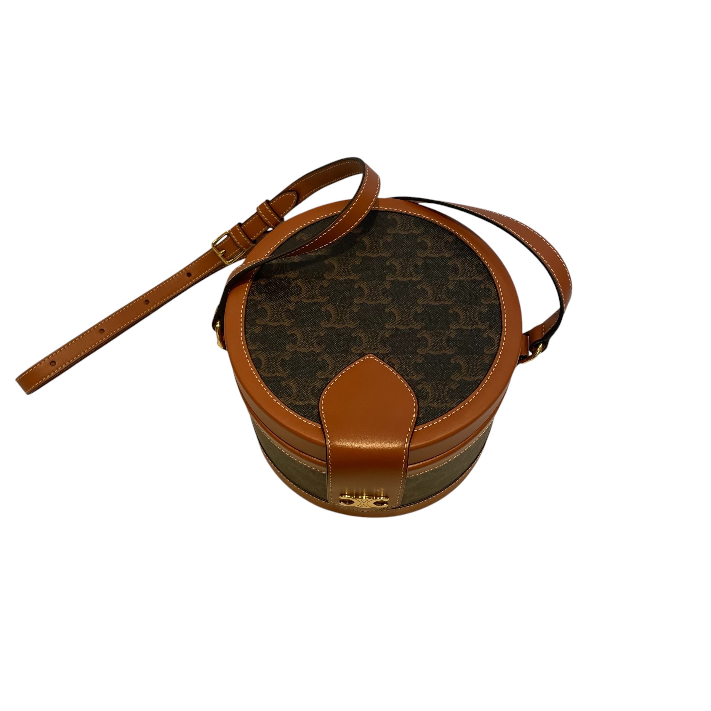 CELINE/Bag/Monogram/Leather/BRW/ROUND CELINE TAMBOUR BAG view 3