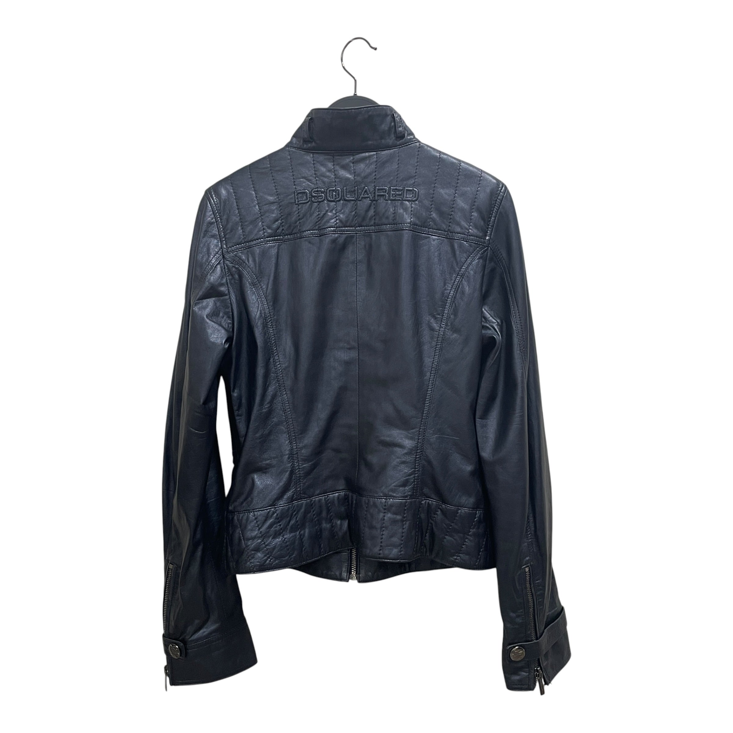 DSQUARED2/Leather Jkt/M/Leather/NVY/metallic, sporting dsq2, view 2