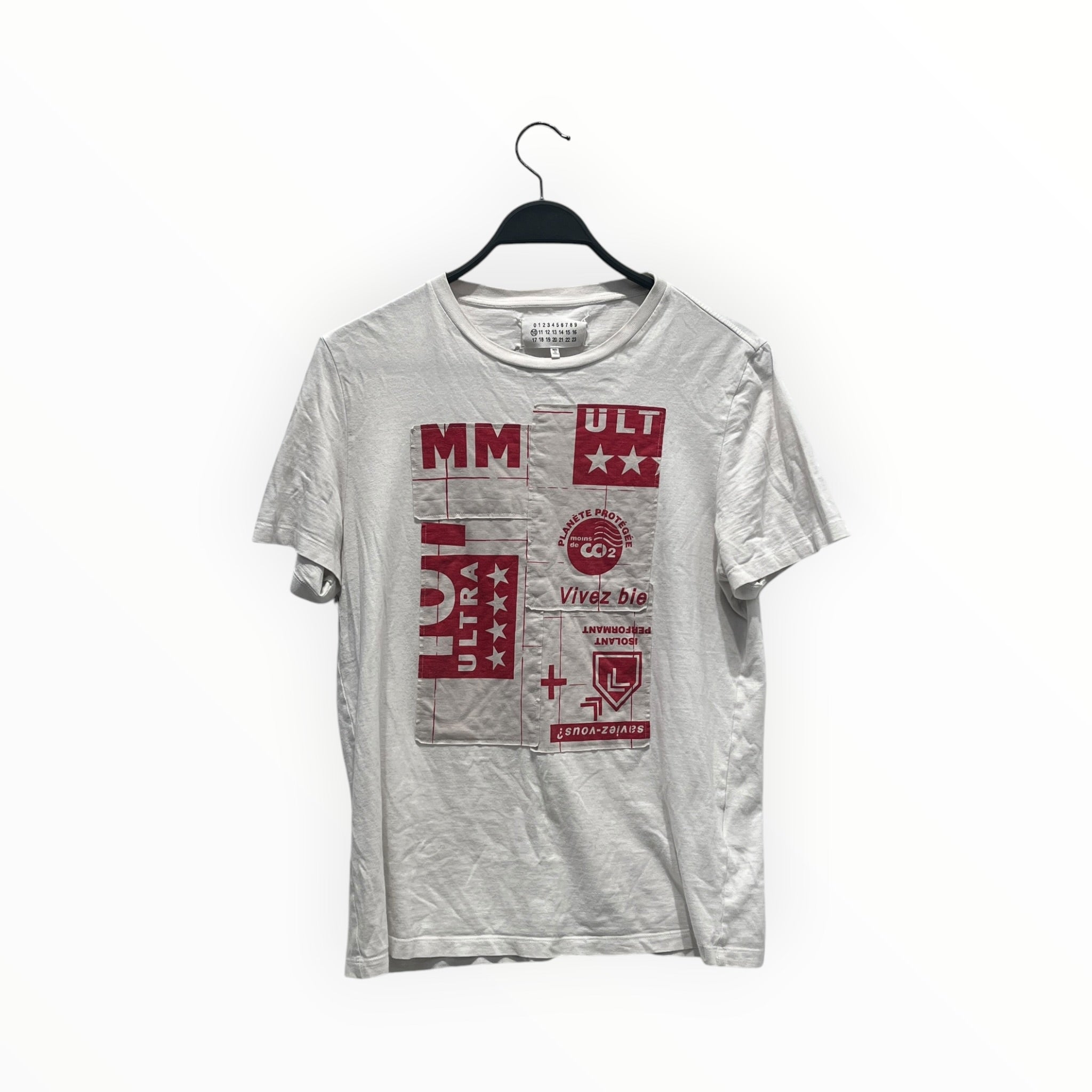 Maison Margiela/T-Shirt/48/Cotton/WHT/VIVEZ BIE RED PATCHWORK TEE view 1