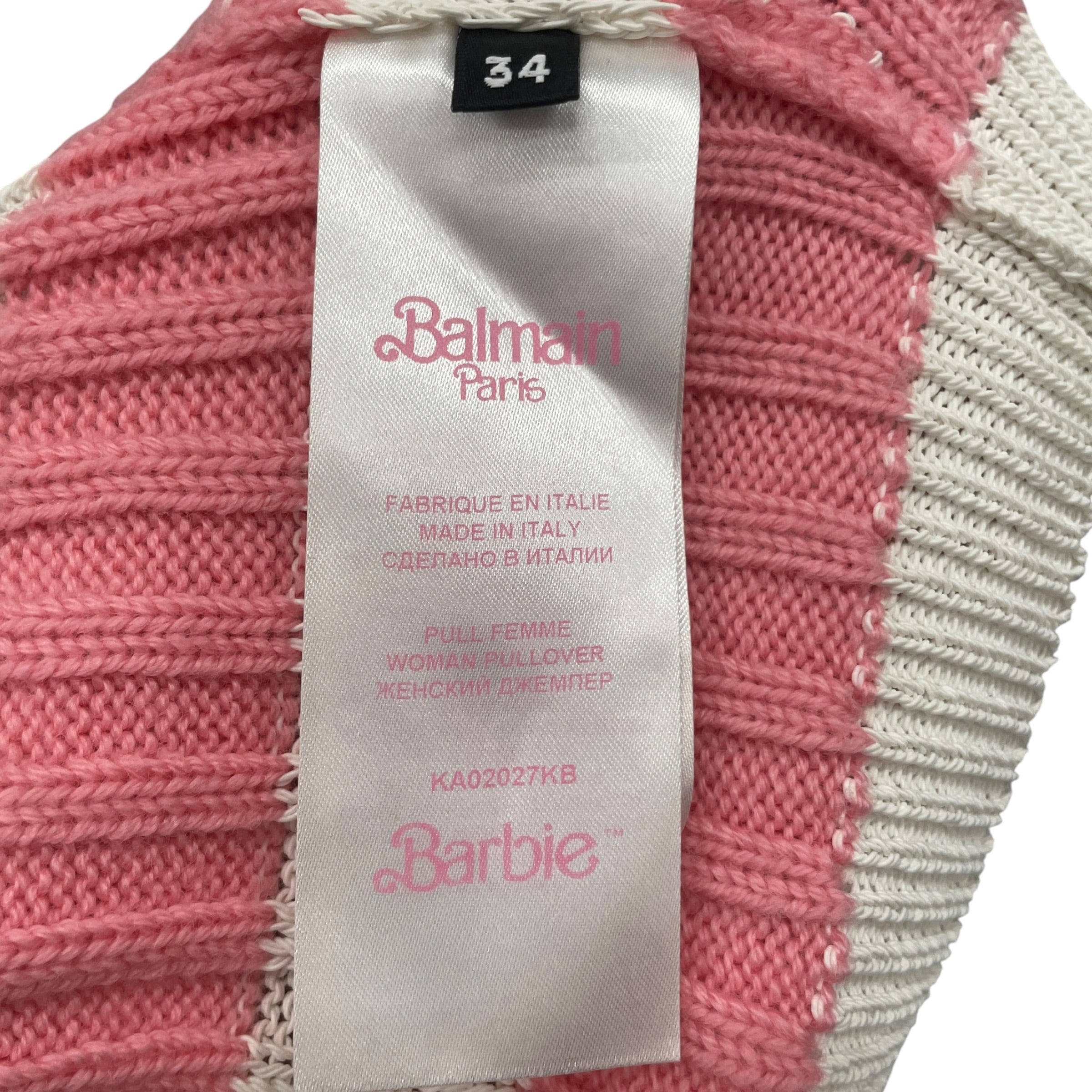 BALMAIN/Barbie/Sweater/34/Stripe/Cotton/PNK/barbie view 4