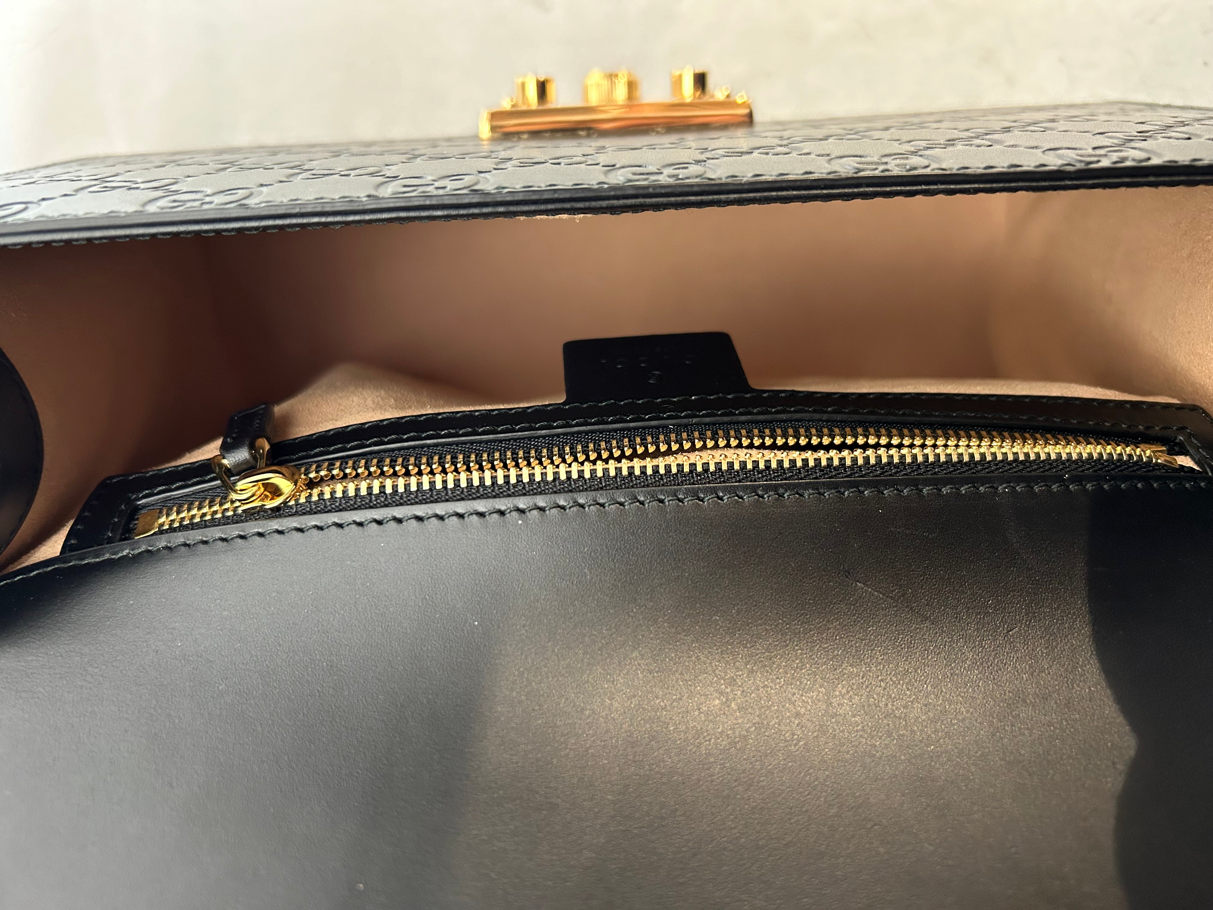 GUCCI/Hand Bag/Monogram/Leather/BLK/Guccissima Padlock view 4