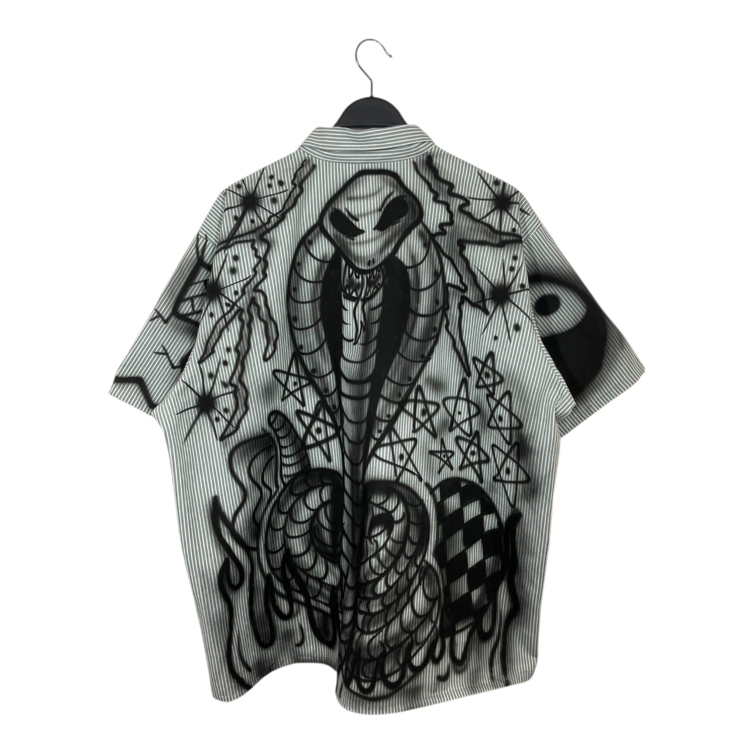 SATOSHI NAKAMOTO/SS Shirt/XXXL/Cotton/IDG/Stripe/PINSTRIPE PRINTED SHIRT view 2