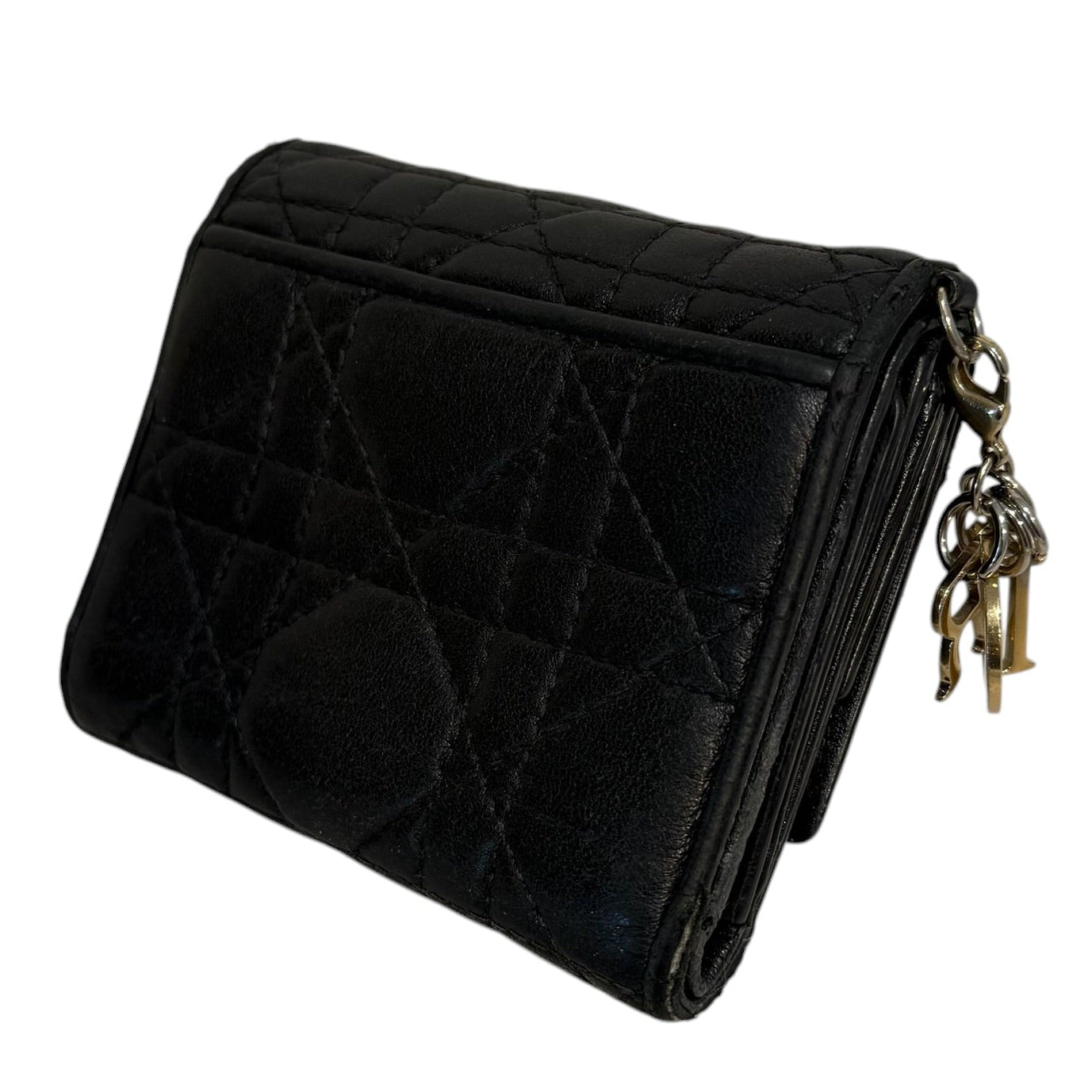 Christian Dior/Wallet/Leather/BLK/L's/Lotus wallet view 2