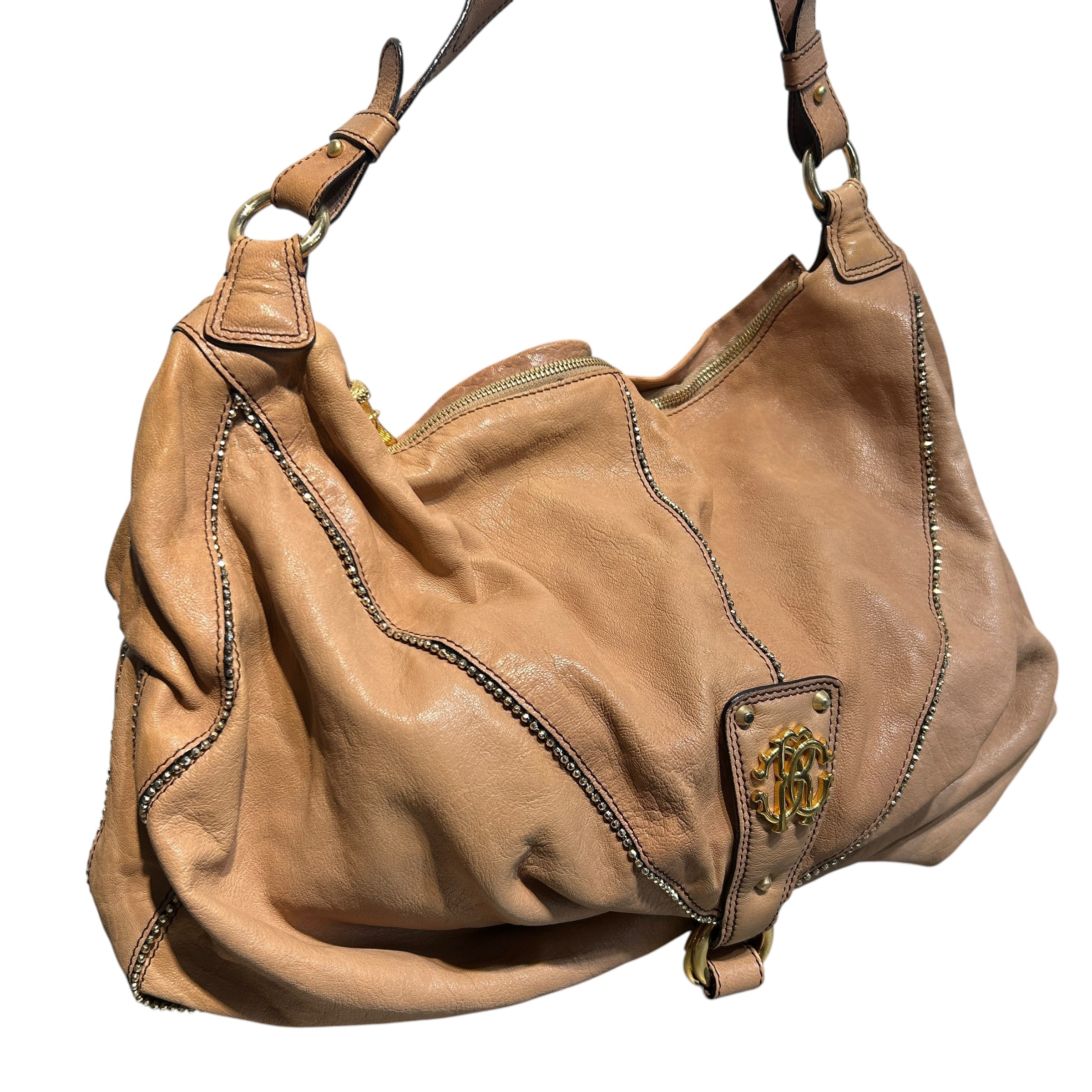 roberto cavalli/Tote Bag/Leather/CML/Hobo, Gold Beads/Synch btm view 6