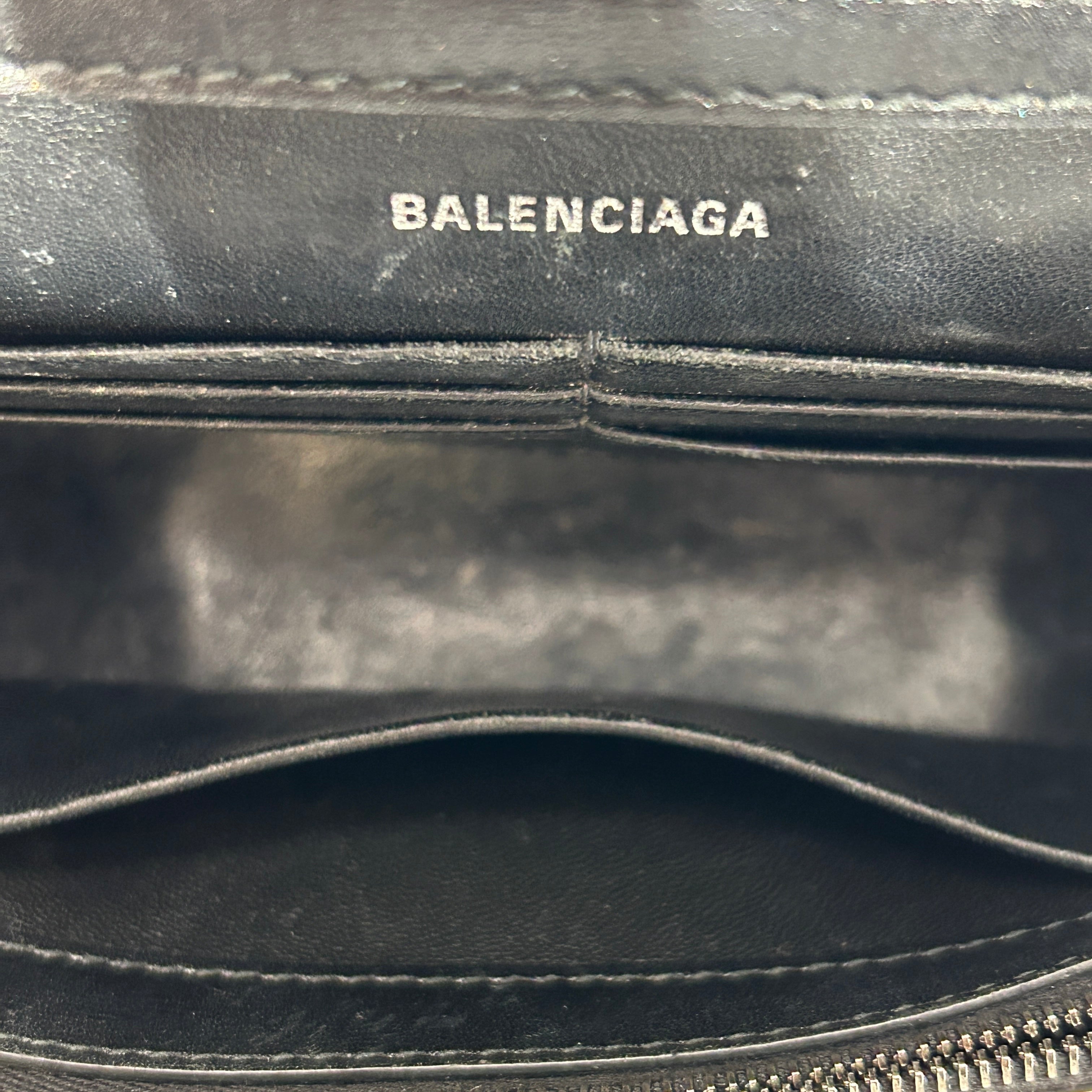 BALENCIAGA/Cross Body Bag/Leather/BLK/Hourglass Rhinestone B view 4