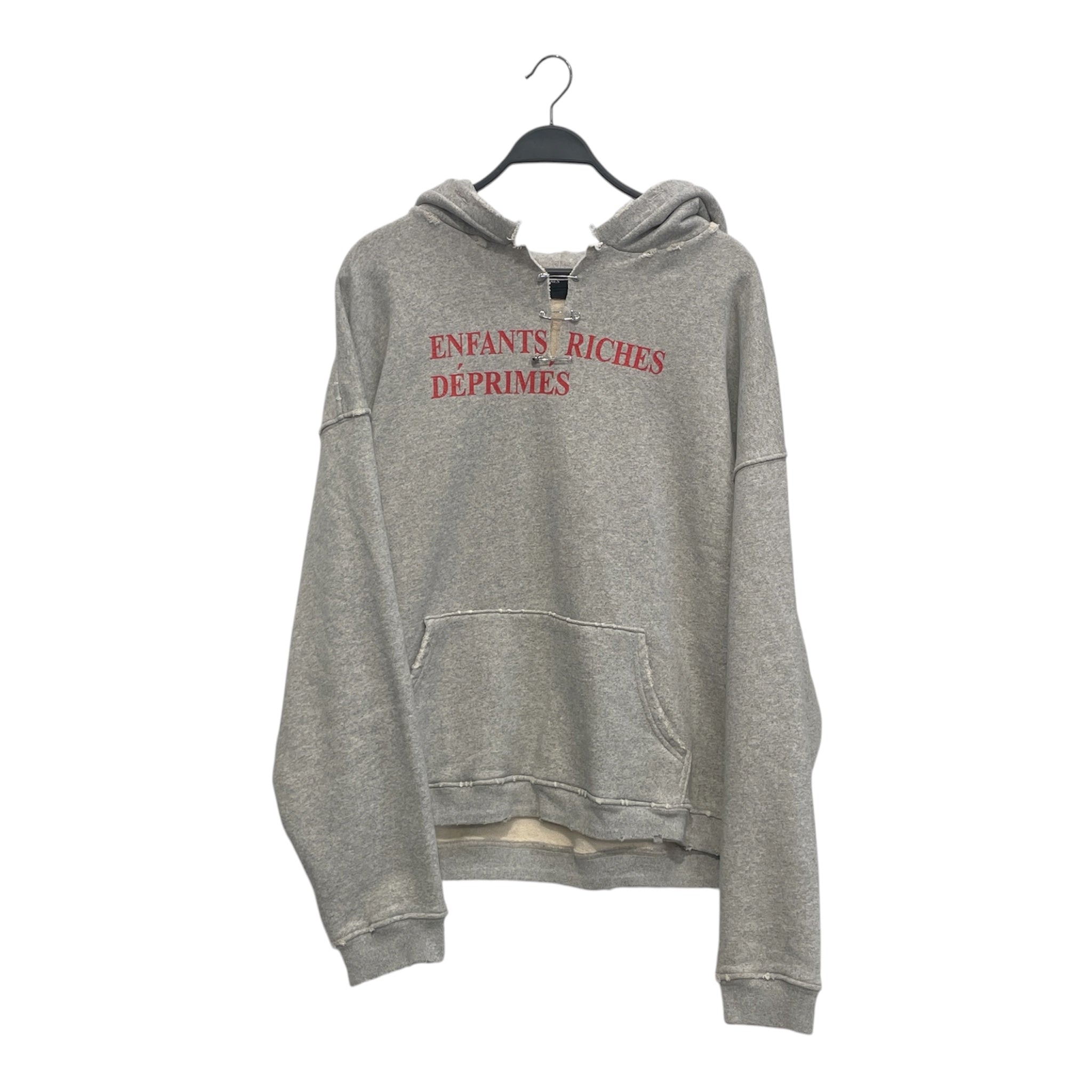 enfants riches deprimes/Hoodie/L/Graphic/Cotton/GRY/Distressed/BOBBY PIN RIPPED HOODIE view 1
