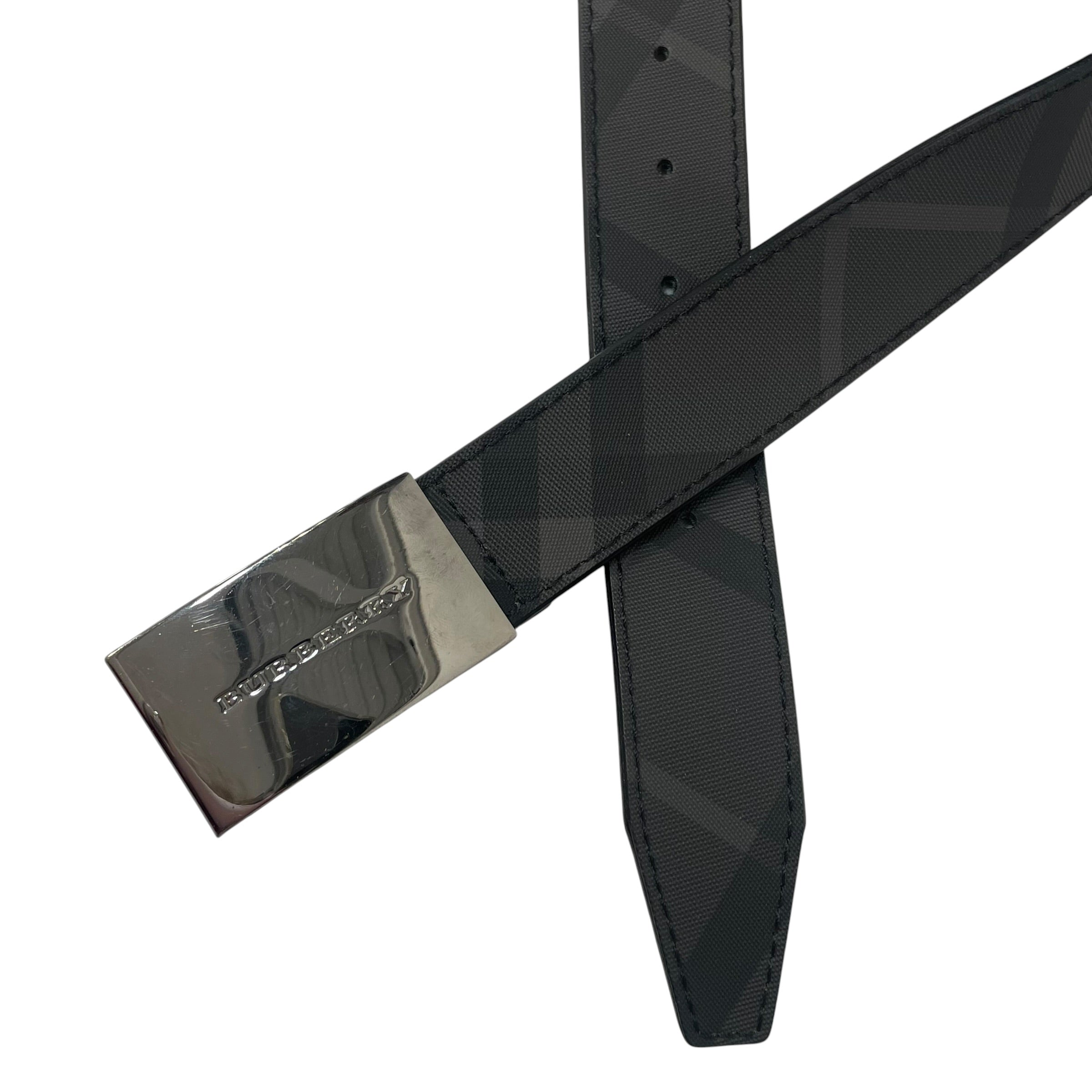 BURBERRY/Belt/Glen Check/Leather/BLK/silver grey check view 2