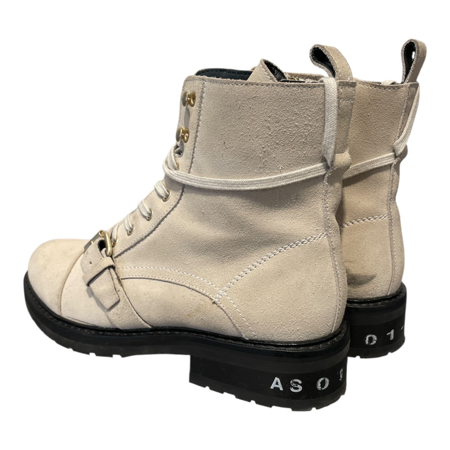 ALLSAINTS/Lace Up Boots/US 9/Suede/CRM/DONITA COMBAT BOOTS/ BUCKLE view 2