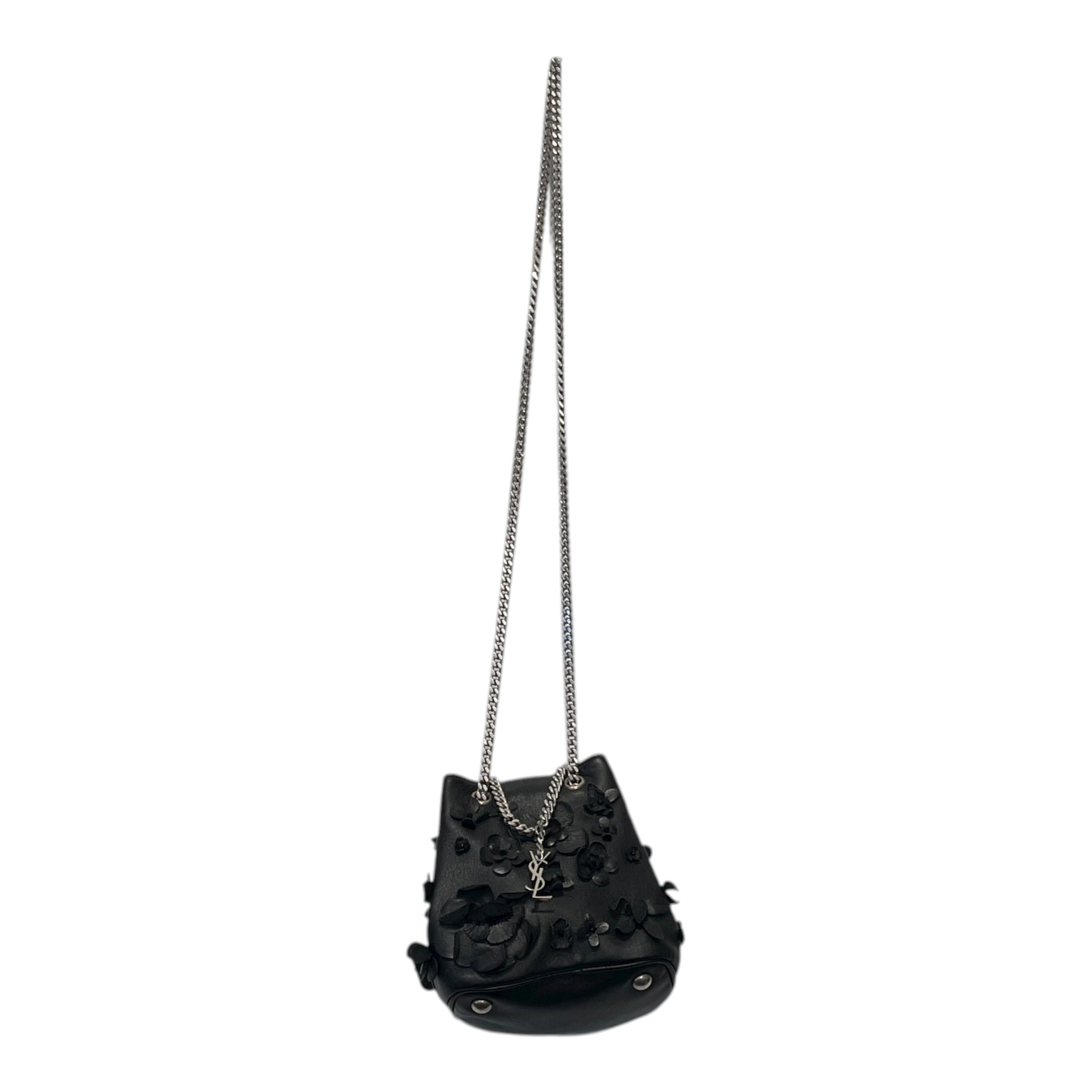 SAINT LAURENT/Bag/Floral Pattern/Leather/BLK/Floral Applique view 1
