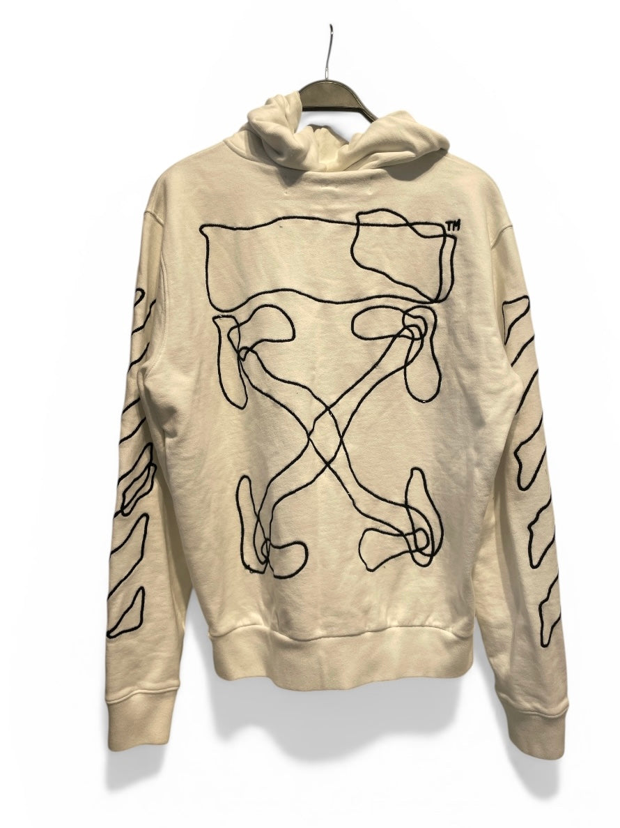 OFF-WHITE/Zip Up Hoodie/L/Cotton/WHT/EMBROIDERED X view 2