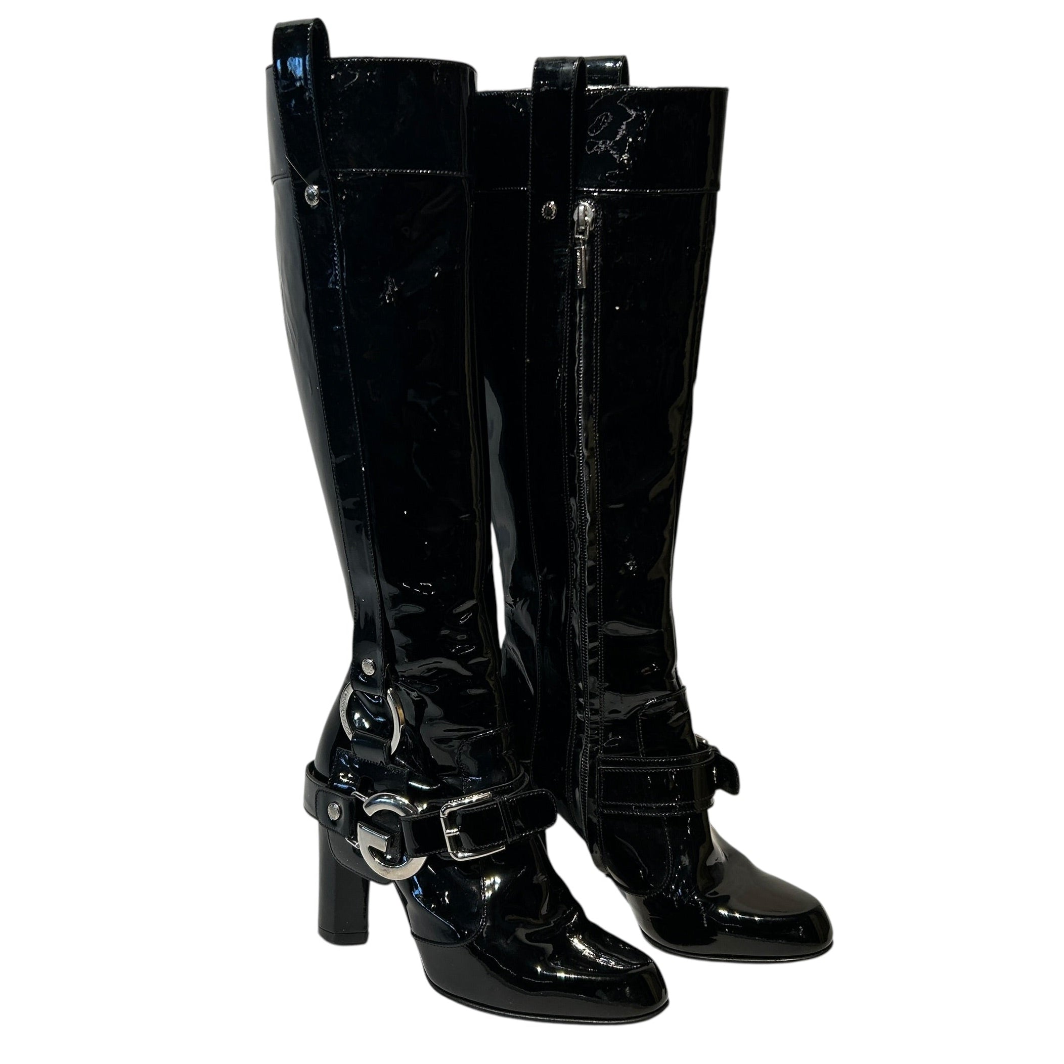 DOLCE&GABBANA/Boots/US 6.5/Leather/BLK/Silver G view 1
