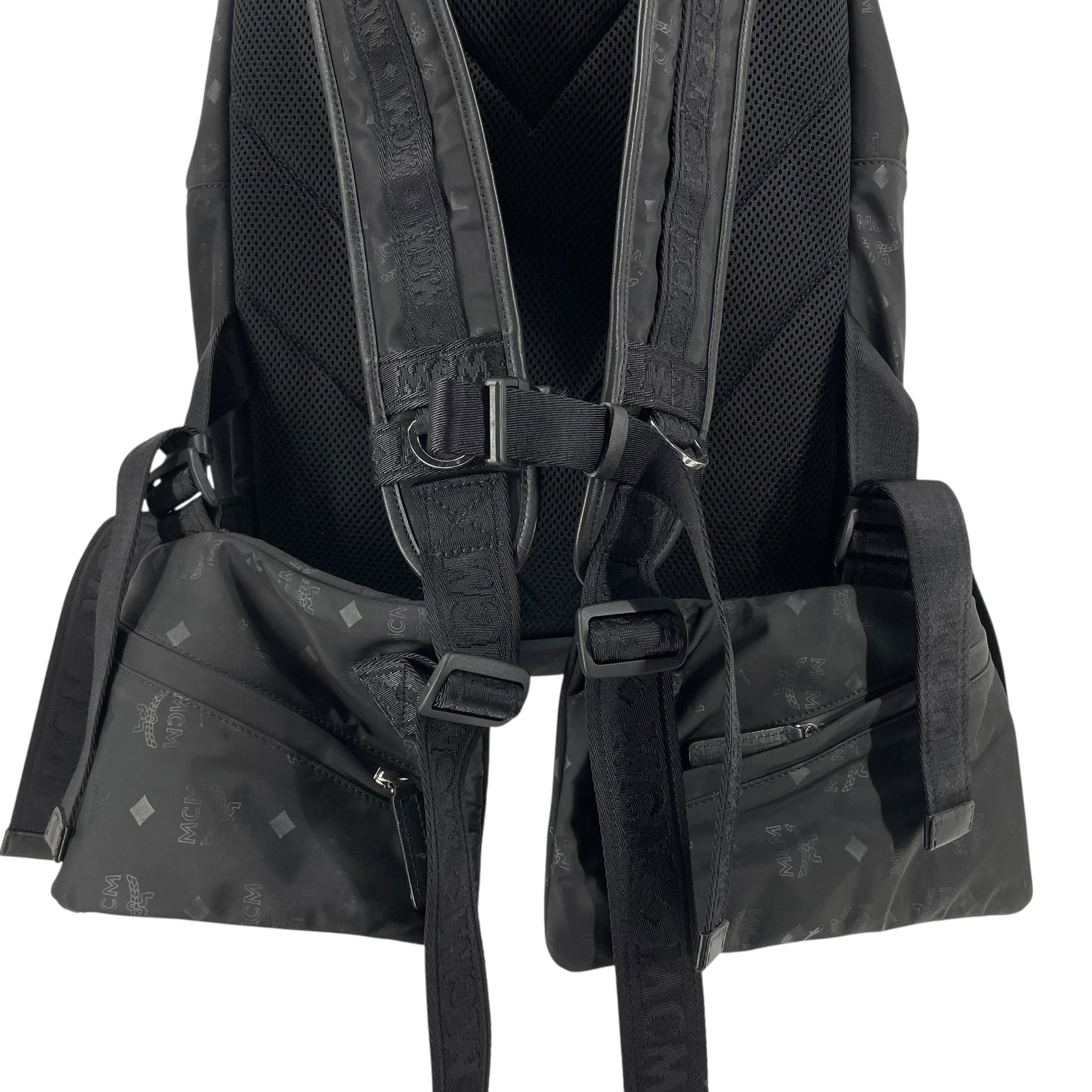 MCM/Backpack/Monogram/Nylon/BLK/2 EXTRA POUCH ON STRAPS view 4