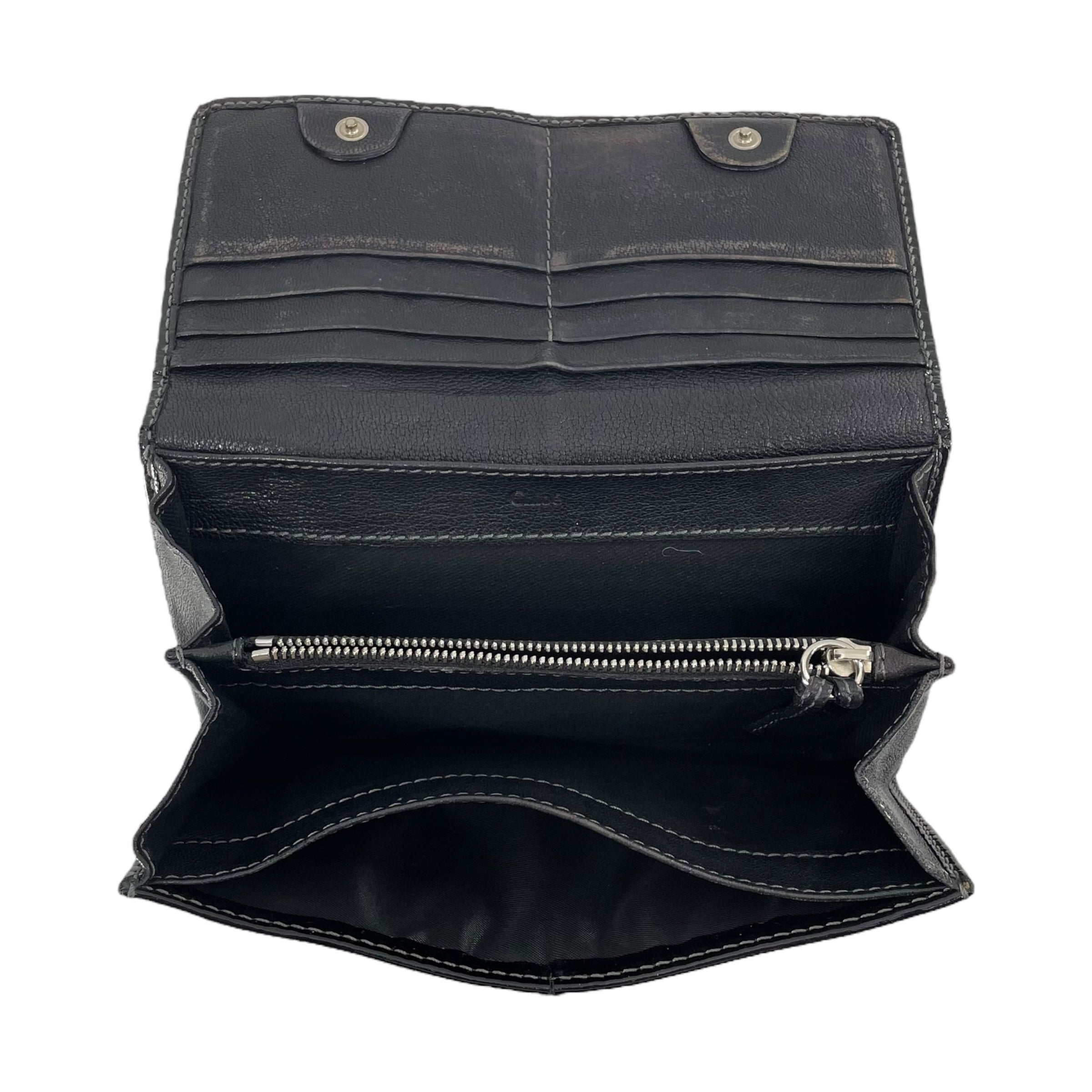 Chloe/Trifold Wallet/Leather/BLK/PATENT GOLD HARDWARE view 5