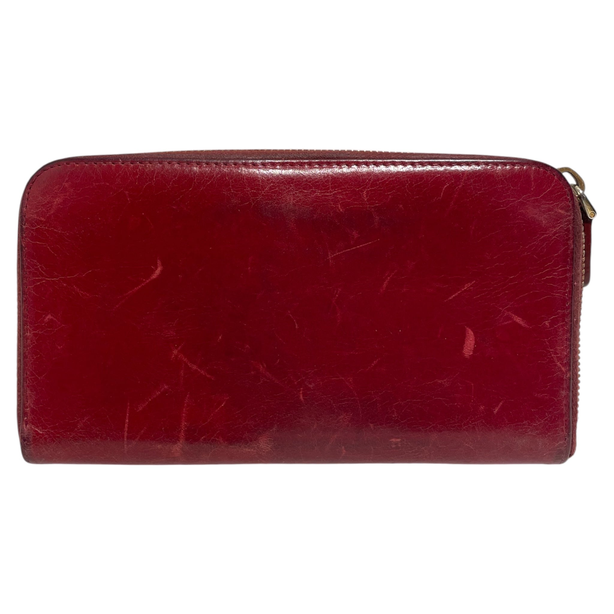 PRADA/Long Wallet/Leather/RED/Red Leather Zip Around Wallet view 2