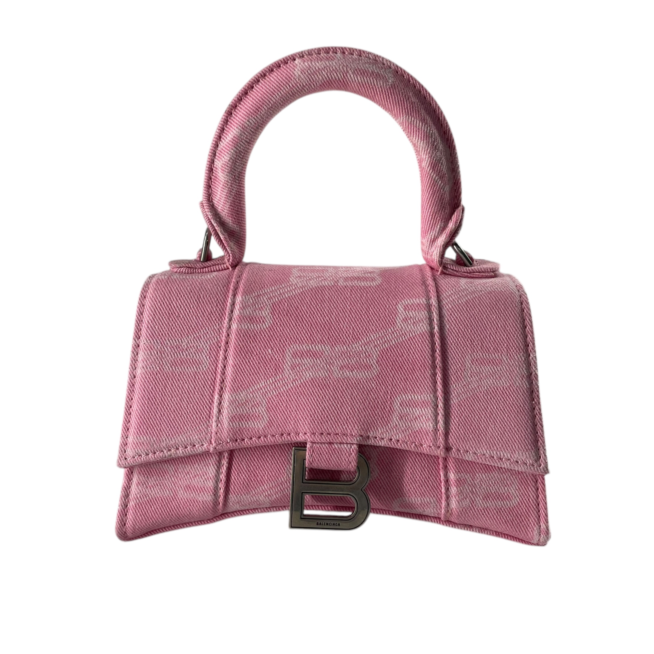 BALENCIAGA/Cross Body Bag/Monogram/Cotton/PNK/hourglass view 1
