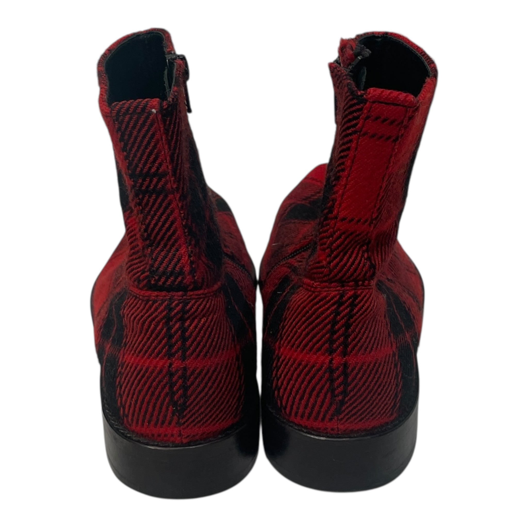 YOHJI YAMAMOTO/Ankle Boots/Plaid/Wool/RED/RED/BLK ANKLE ZIP BOOT view 3