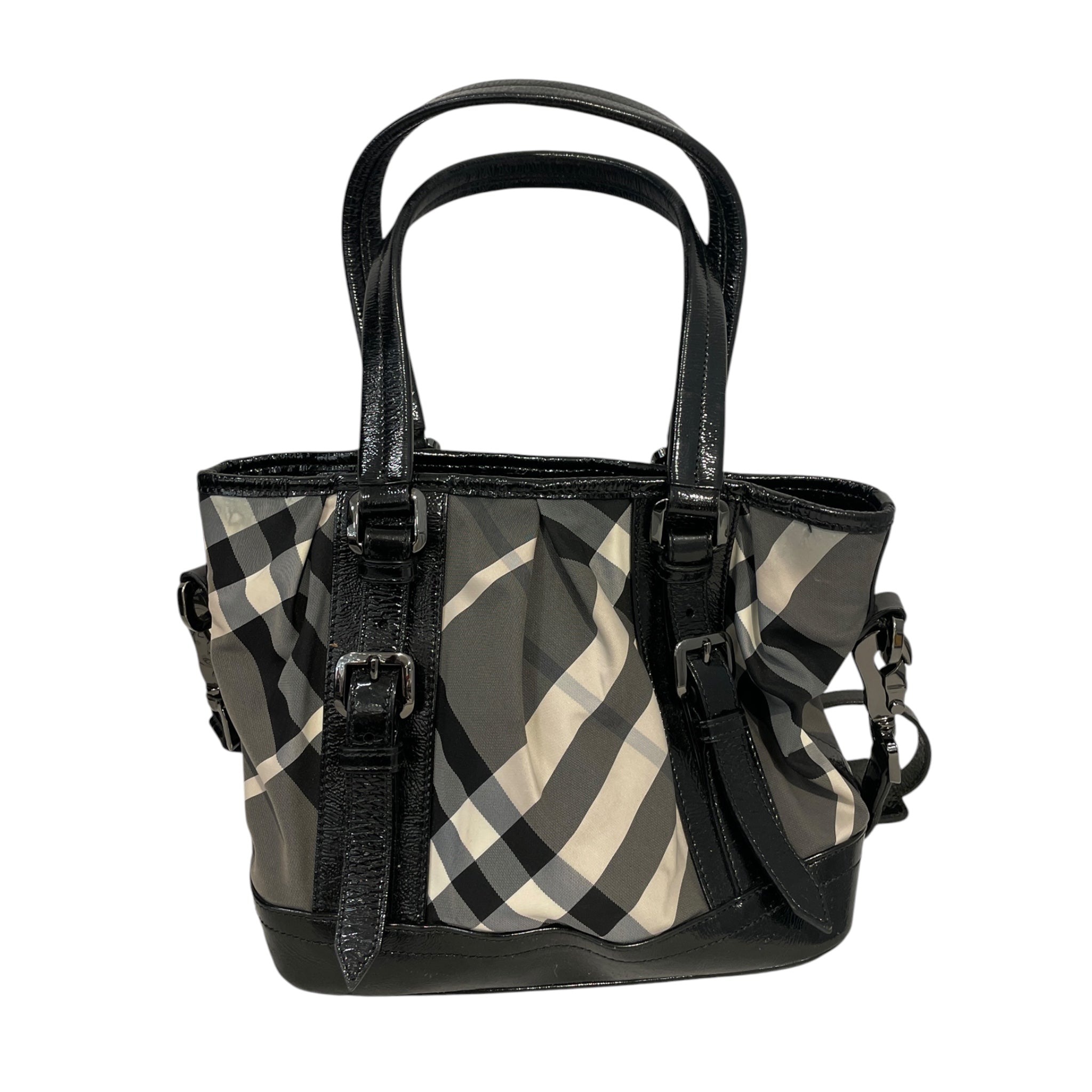 BURBERRY/Cross Body Bag/Plaid/Leather/BLK/White/Grey/Black Plaid view 2